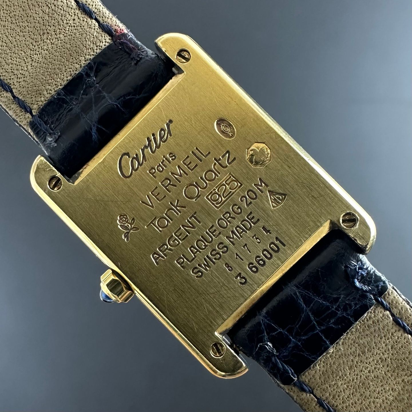 Cartier Tank Vermeil 366001 (1990) - White dial 28 mm Steel case (3/8)