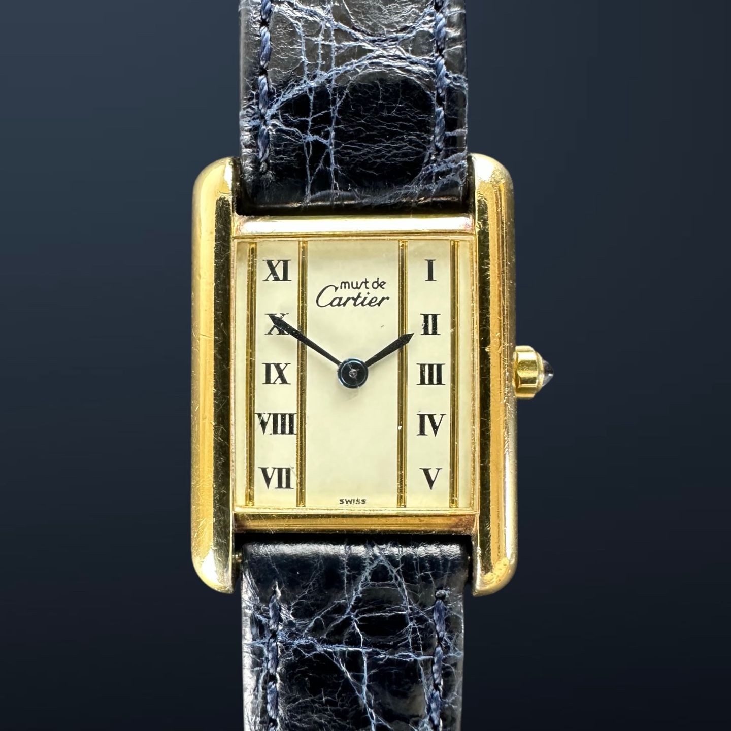 Cartier Tank Vermeil 366001 (1990) - White dial 28 mm Steel case (1/8)