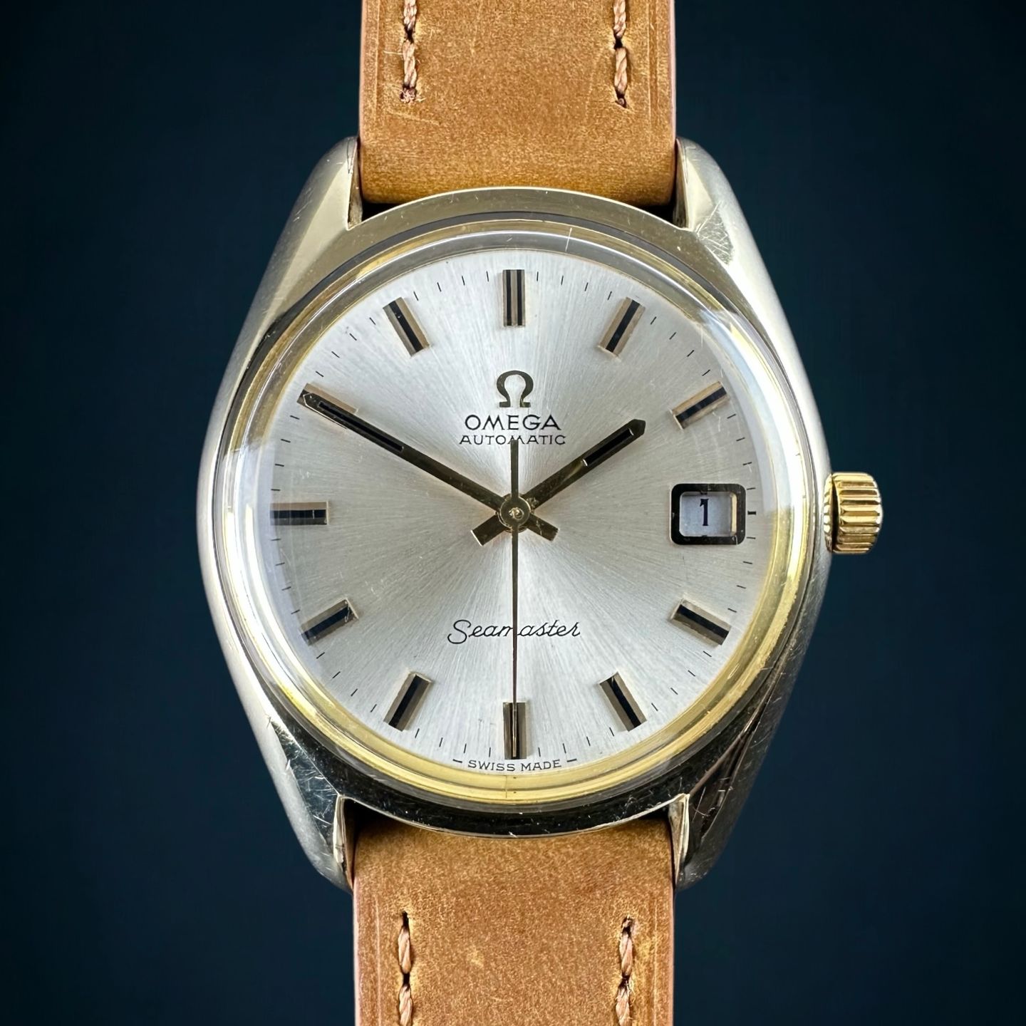 Omega Seamaster 166.067 (1970) - White dial 36 mm Gold/Steel case (1/8)