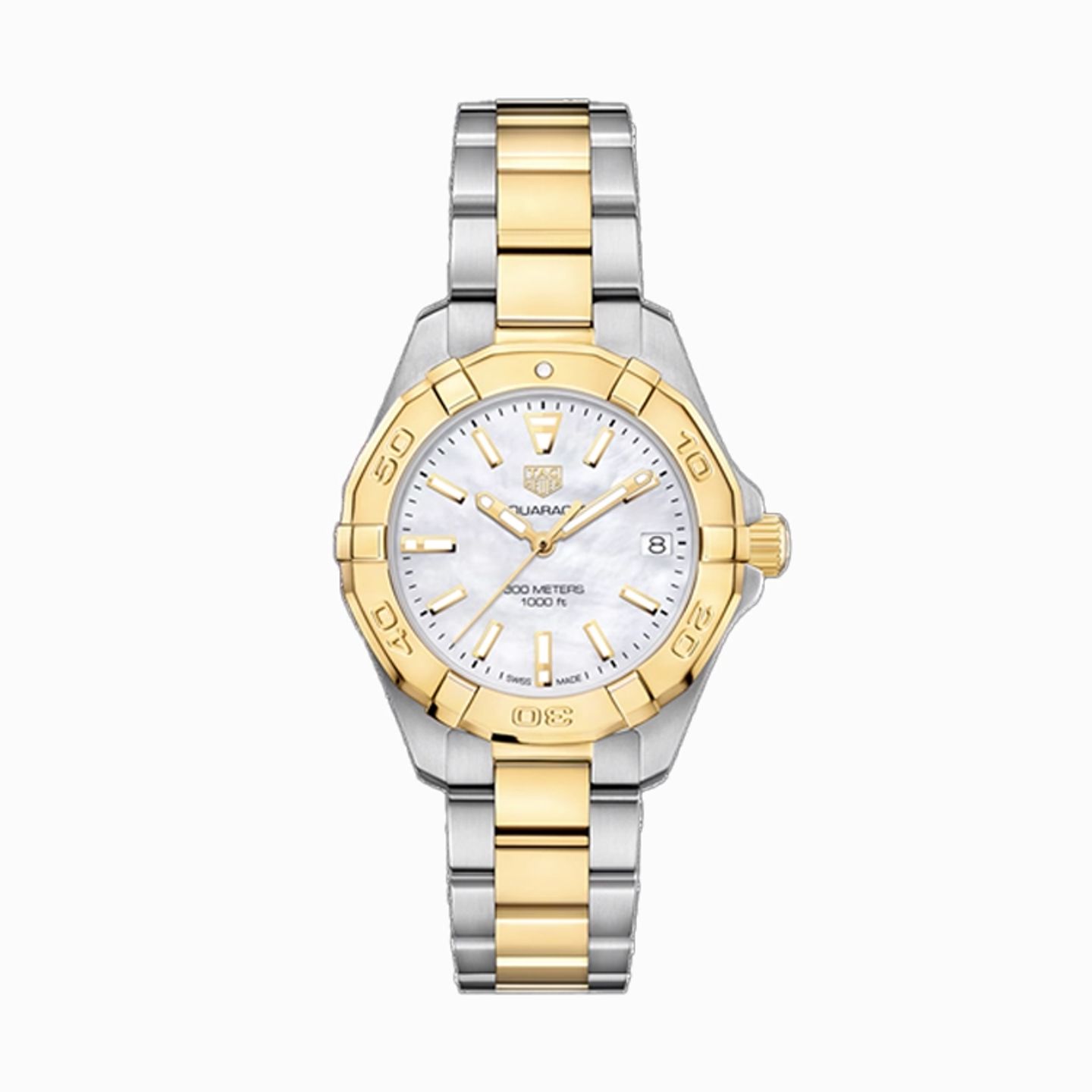 TAG Heuer Aquaracer Lady WBD1320.BB0320 (2026) - Wit wijzerplaat 32mm Goud/Staal (1/1)