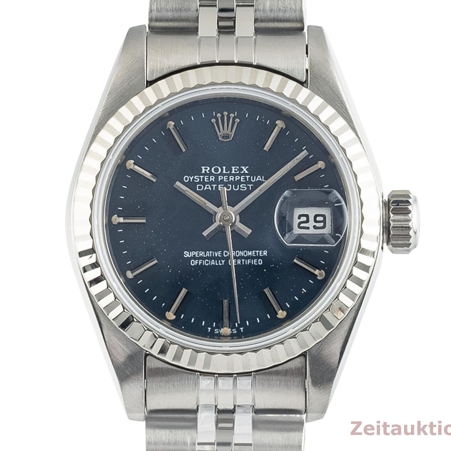 Rolex Lady-Datejust 69174 (1985) - Blue dial 26 mm Steel case (8/8)