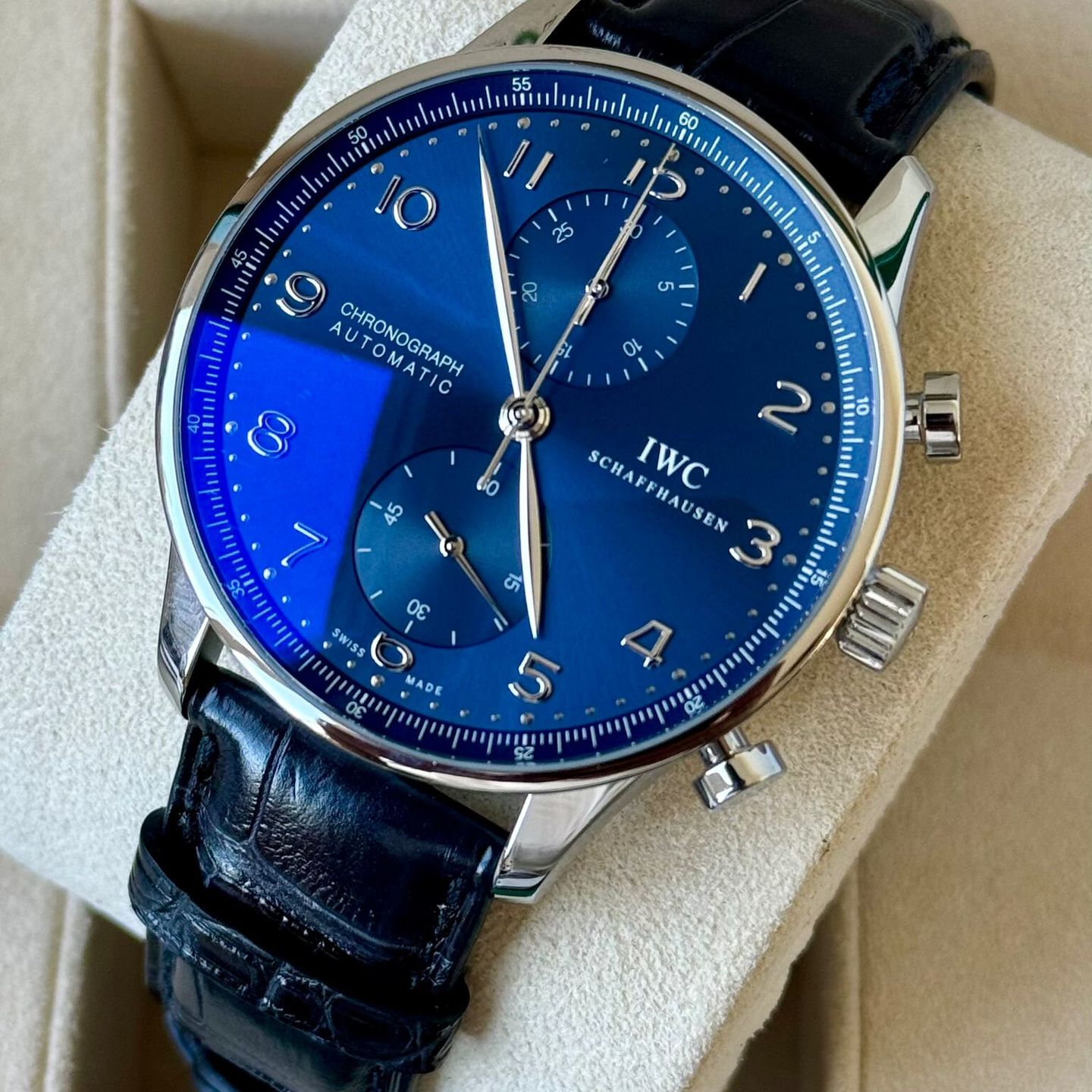 IWC Portuguese Chronograph IW371491 (2018) - Blue dial 41 mm Steel case (3/7)