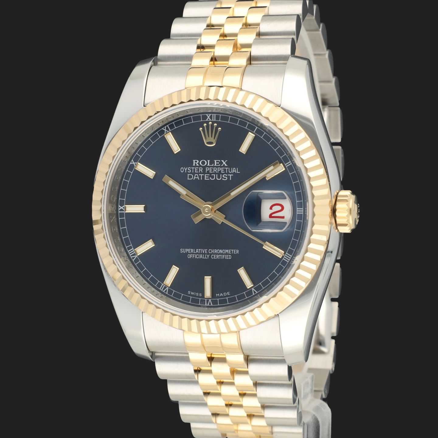 Rolex Datejust 36 116233 (2011) - Blue dial 36 mm Gold/Steel case (1/8)