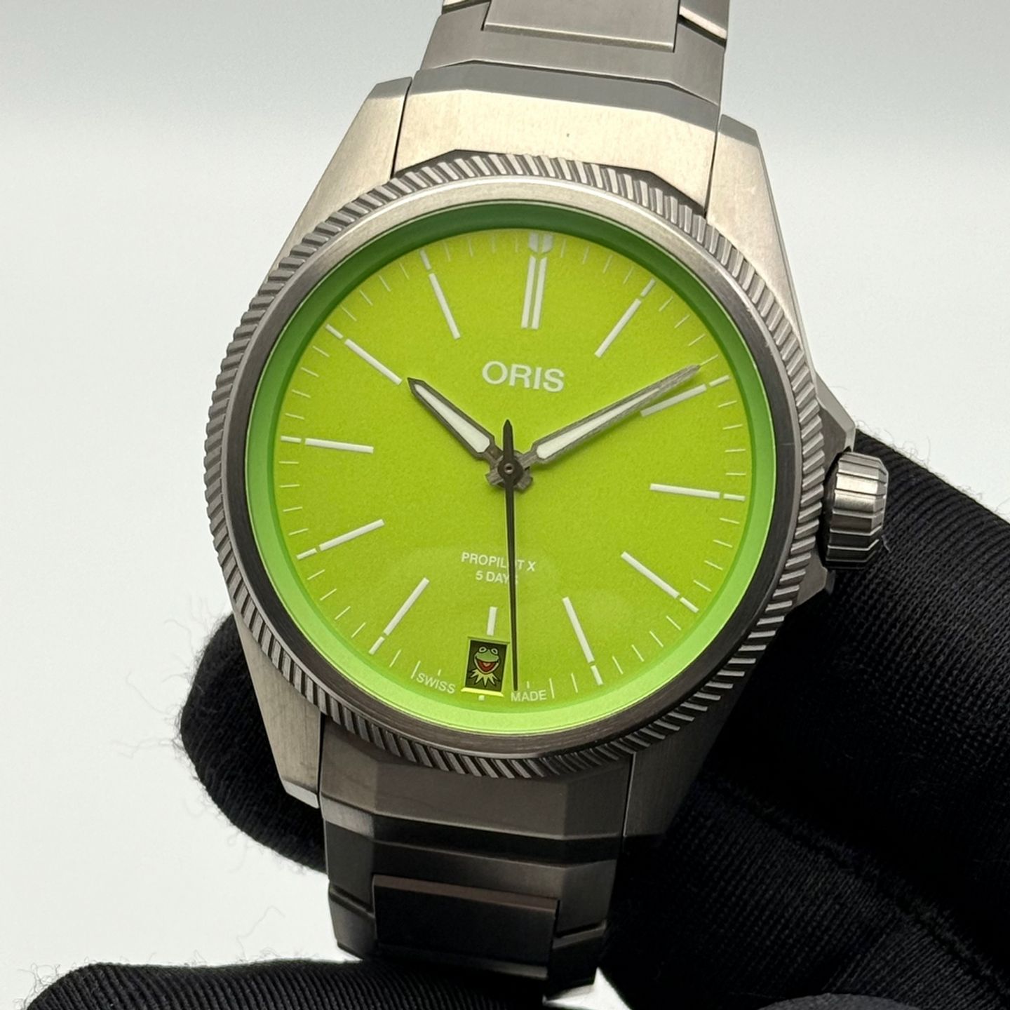 Oris ProPilot X 01 400 7778 7157-Set 05PEB (2023) - Groen wijzerplaat 39mm Titanium (3/8)
