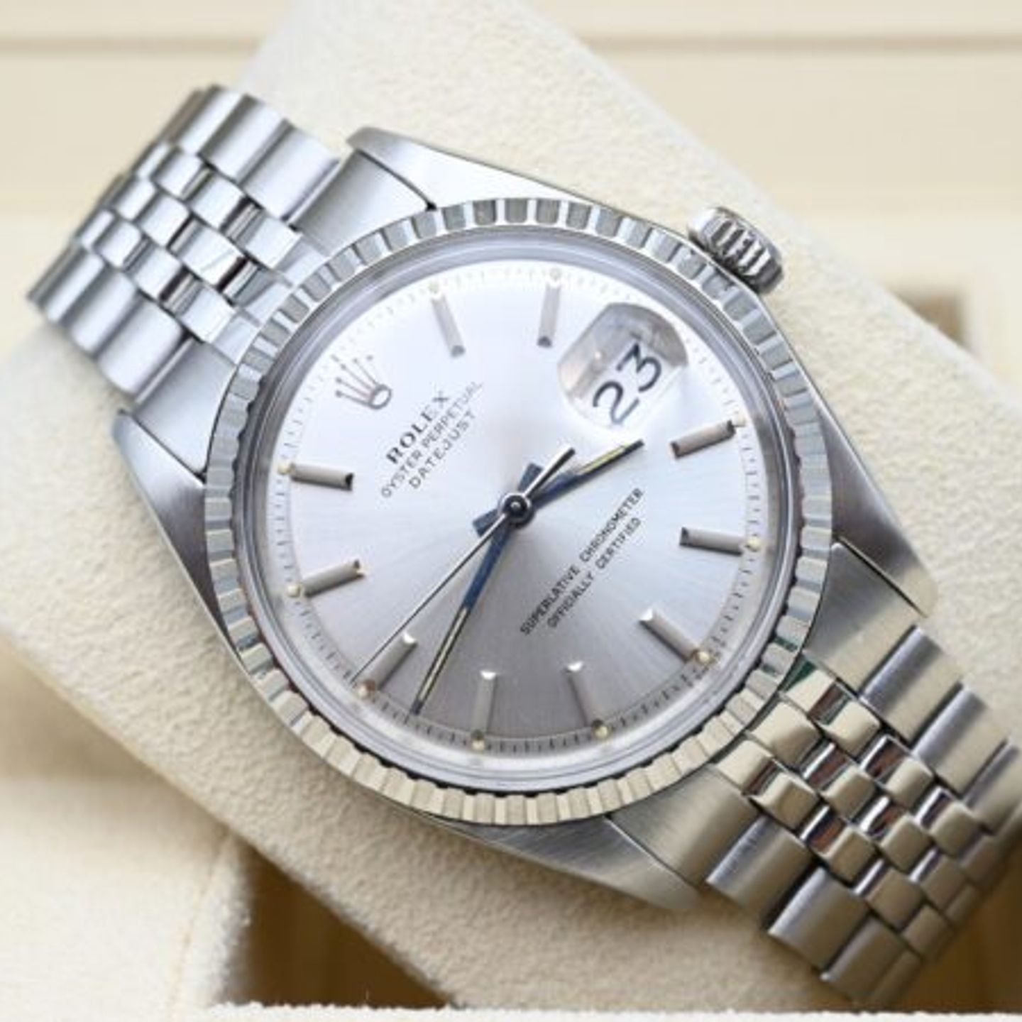 Rolex Datejust 1603 (1972) - Zilver wijzerplaat 36mm Staal (1/8)