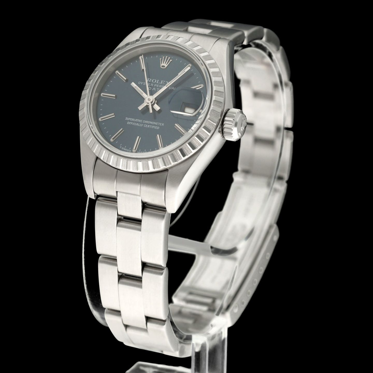 Rolex Oyster Perpetual Lady Date 69240 (1996) - Blue dial 26 mm Steel case (4/7)