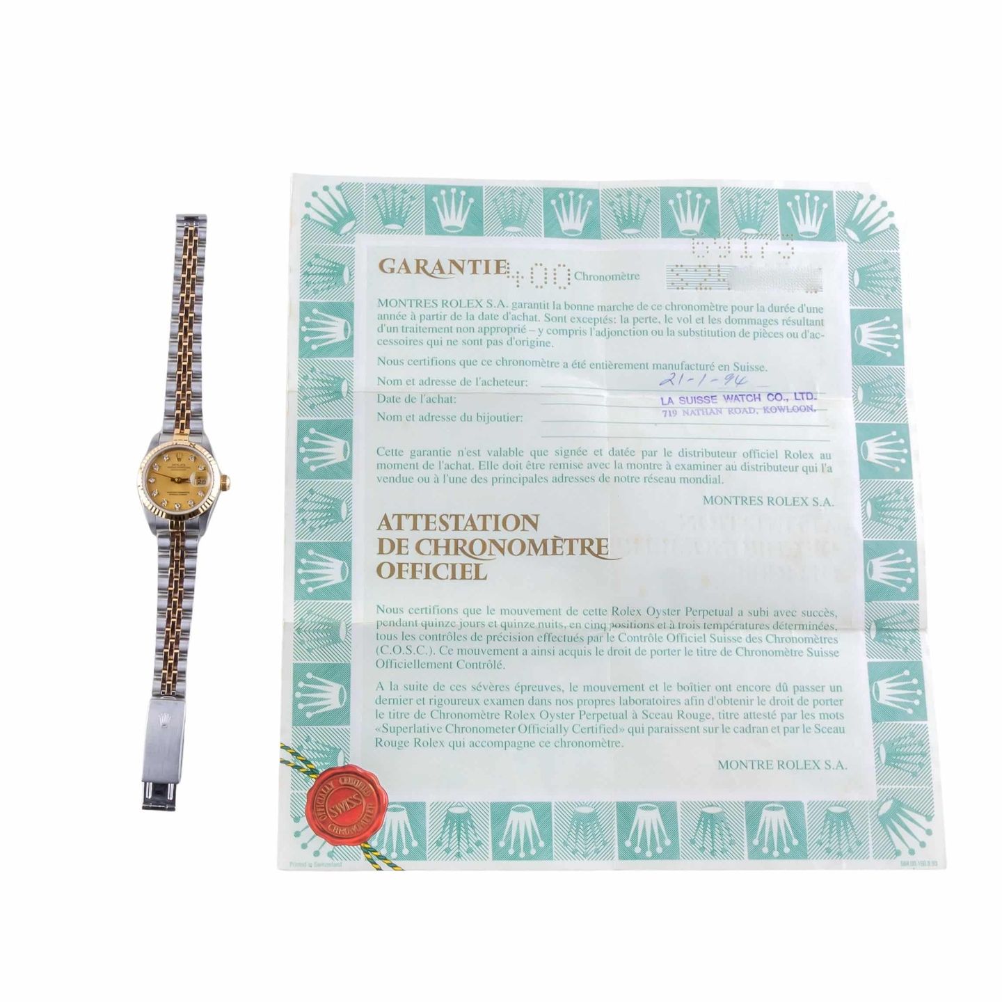 Rolex Lady-Datejust 69173 (1993) - Champagne dial 26 mm Gold/Steel case (8/8)