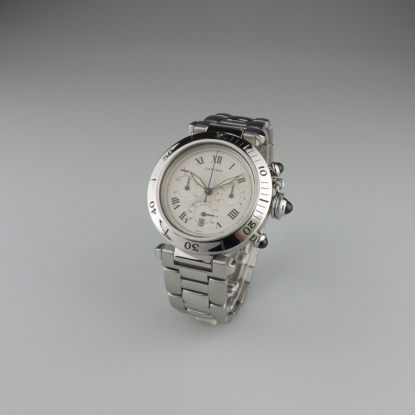 Cartier Pasha 1050 (Unknown (random serial)) - Silver dial 38 mm Steel case (1/8)