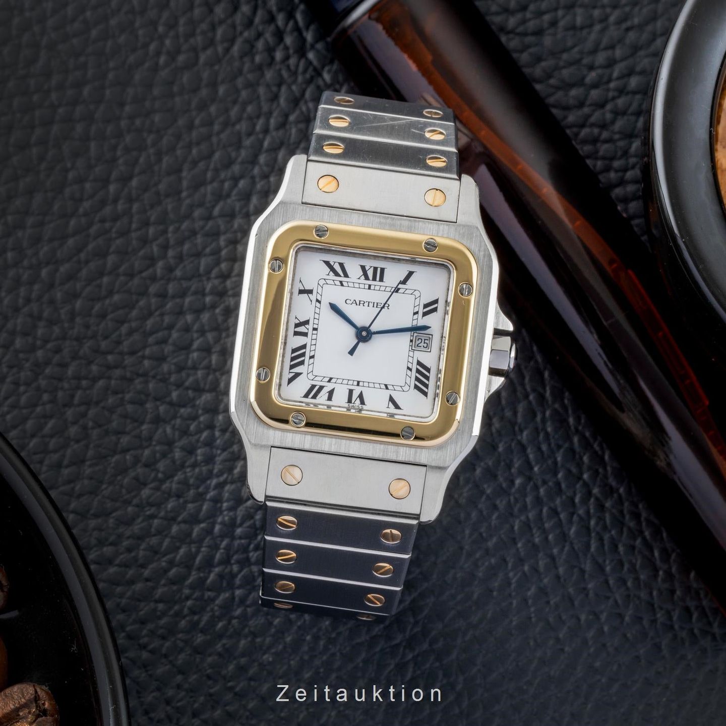 Cartier Santos 2961 (1986) - White dial 29 mm Gold/Steel case (3/8)