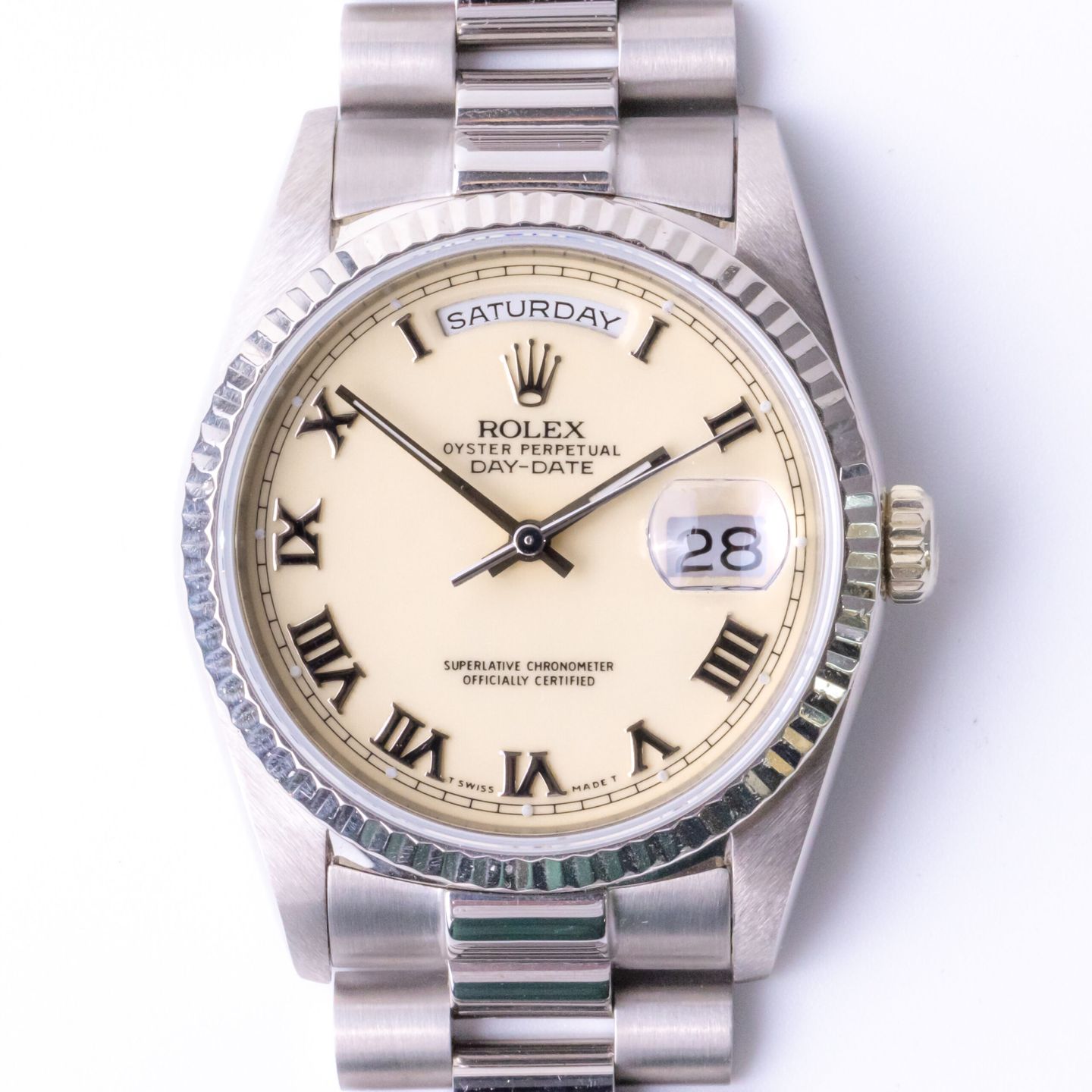Rolex Day-Date 36 18239 (1990) - White dial 36 mm White Gold case (3/7)