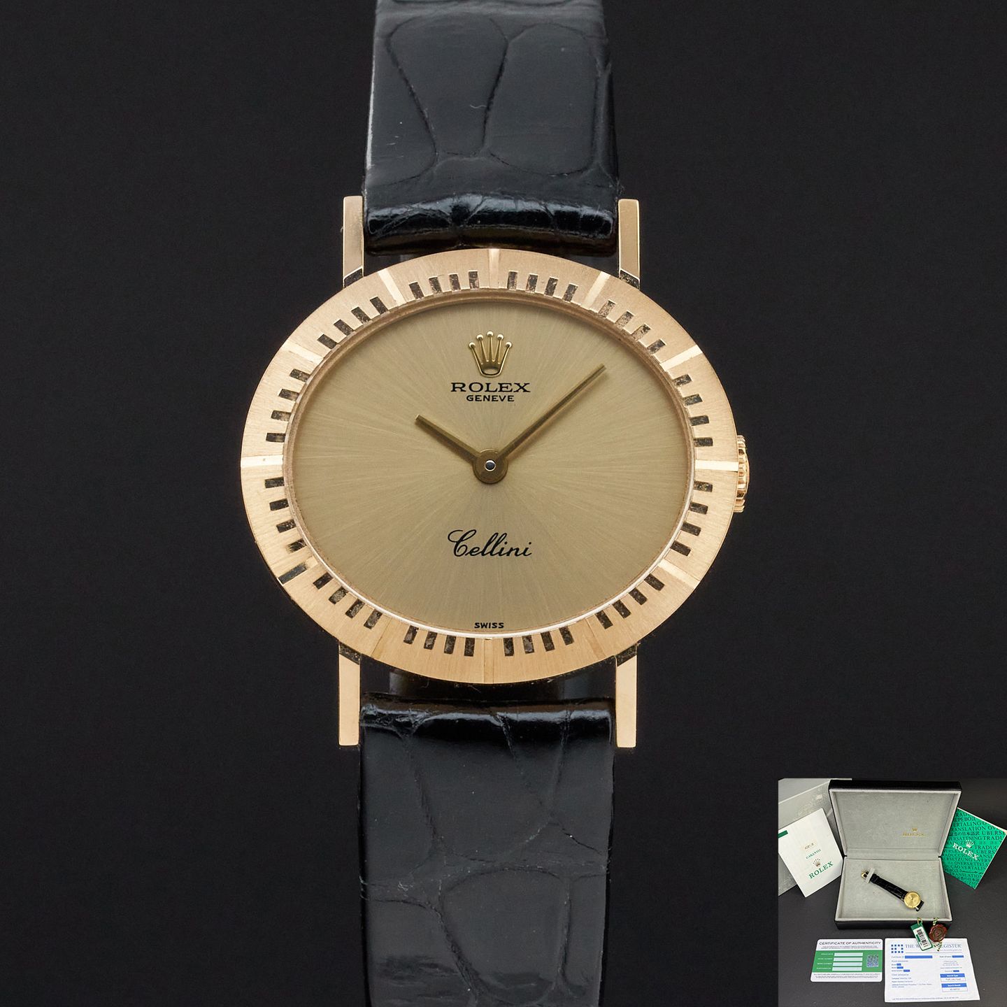 Rolex Cellini 4081 (1995) - Champagne dial 25 mm Yellow Gold case (1/8)