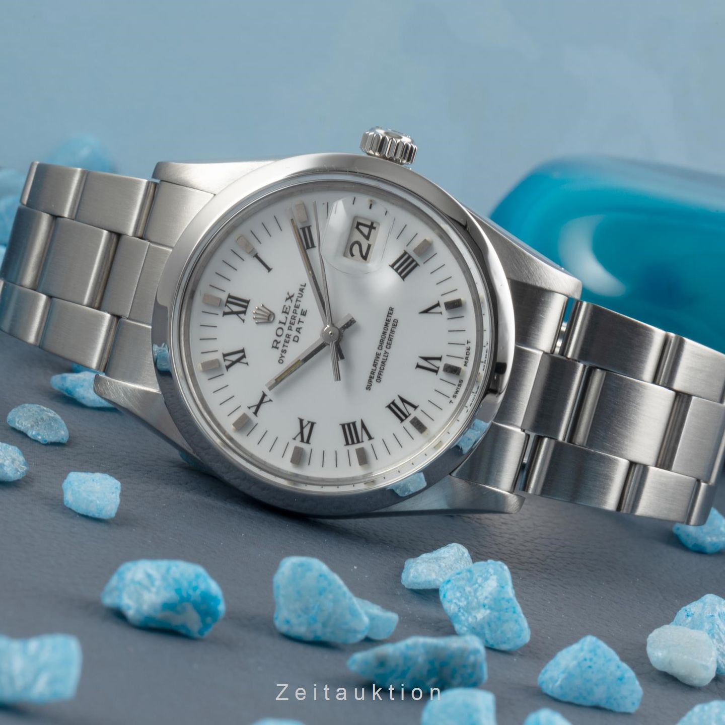 Rolex Oyster Perpetual Date 15000 (1982) - White dial 34 mm Steel case (3/8)