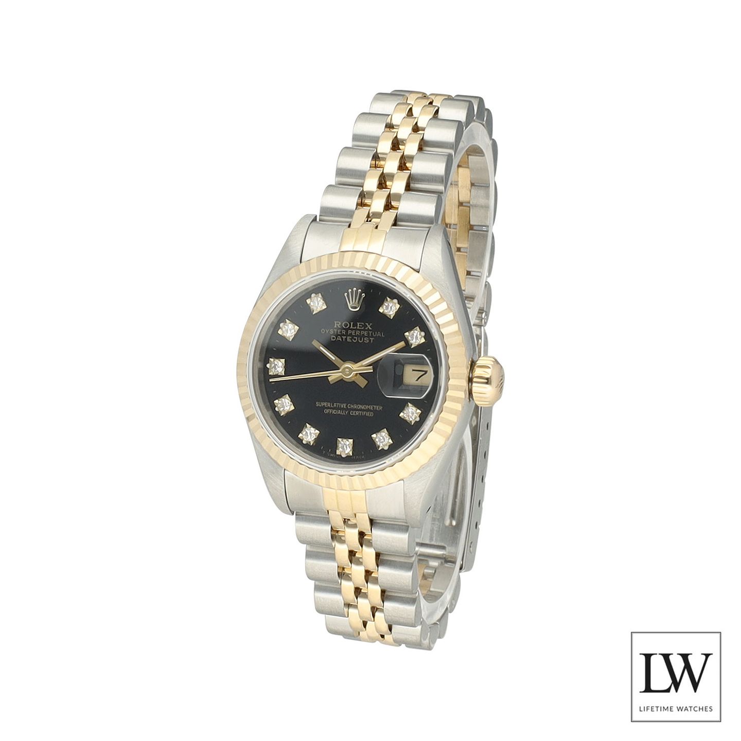 Rolex Lady-Datejust 69173 (1990) - Black dial 26 mm Gold/Steel case (4/8)