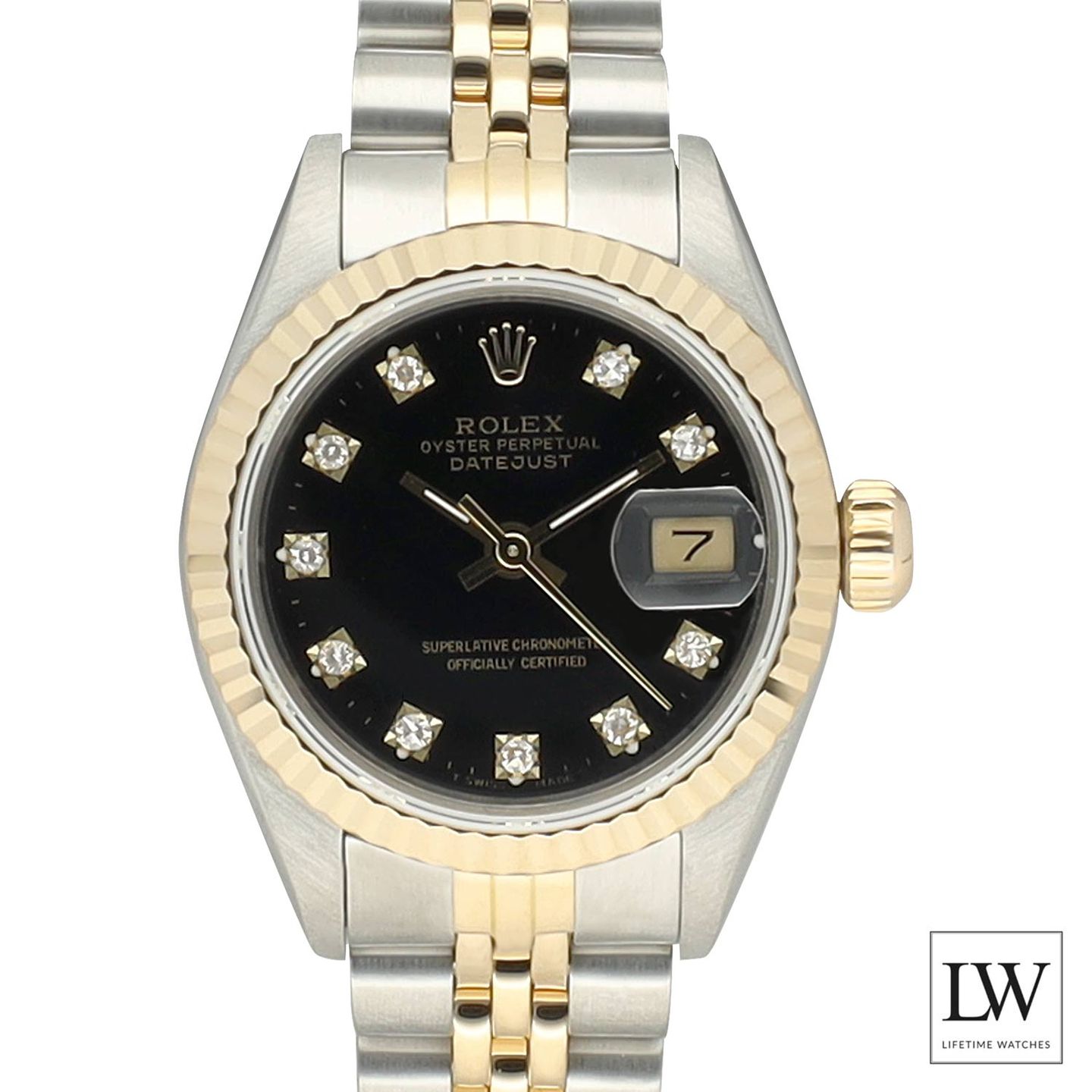 Rolex Lady-Datejust 69173 (1990) - Black dial 26 mm Gold/Steel case (2/8)