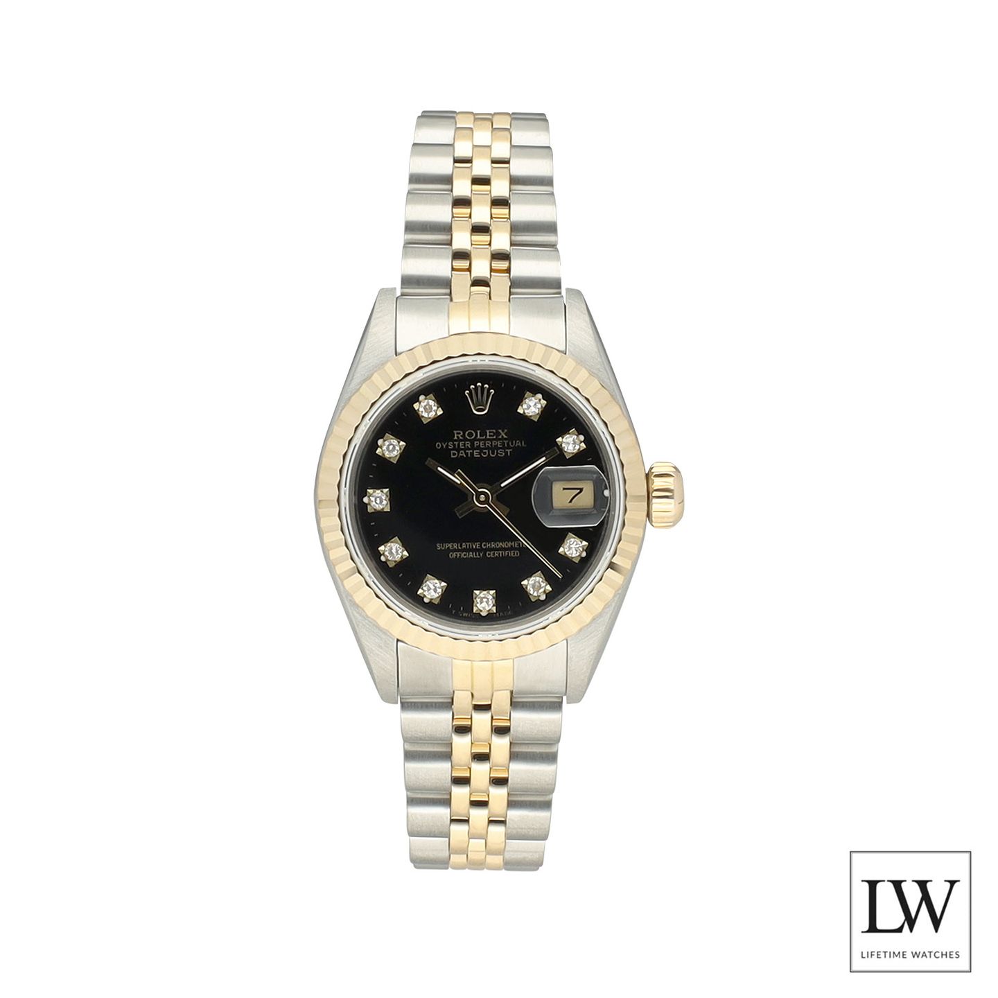 Rolex Lady-Datejust 69173 (1990) - Black dial 26 mm Gold/Steel case (3/8)