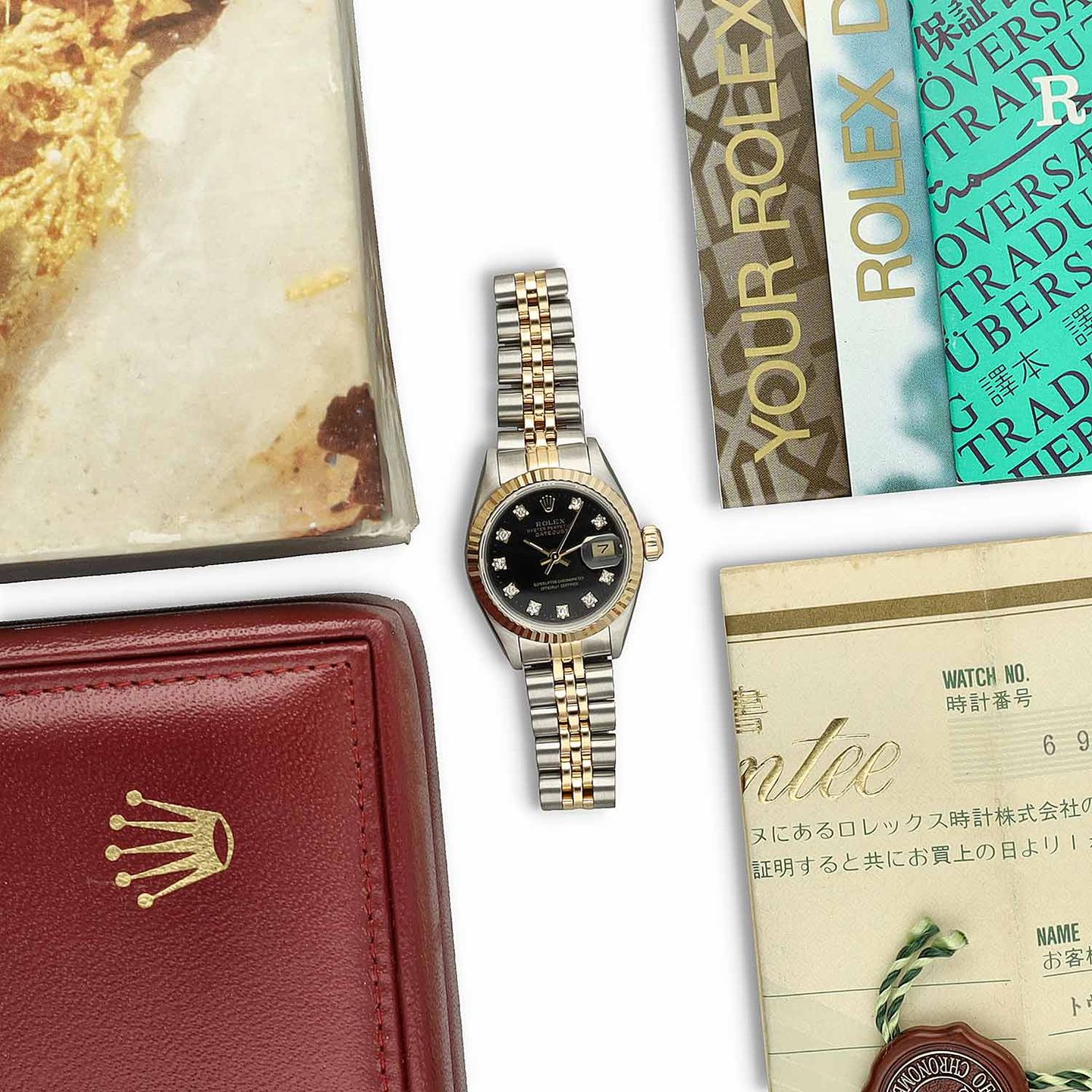 Rolex Lady-Datejust 69173 (1990) - Black dial 26 mm Gold/Steel case (8/8)