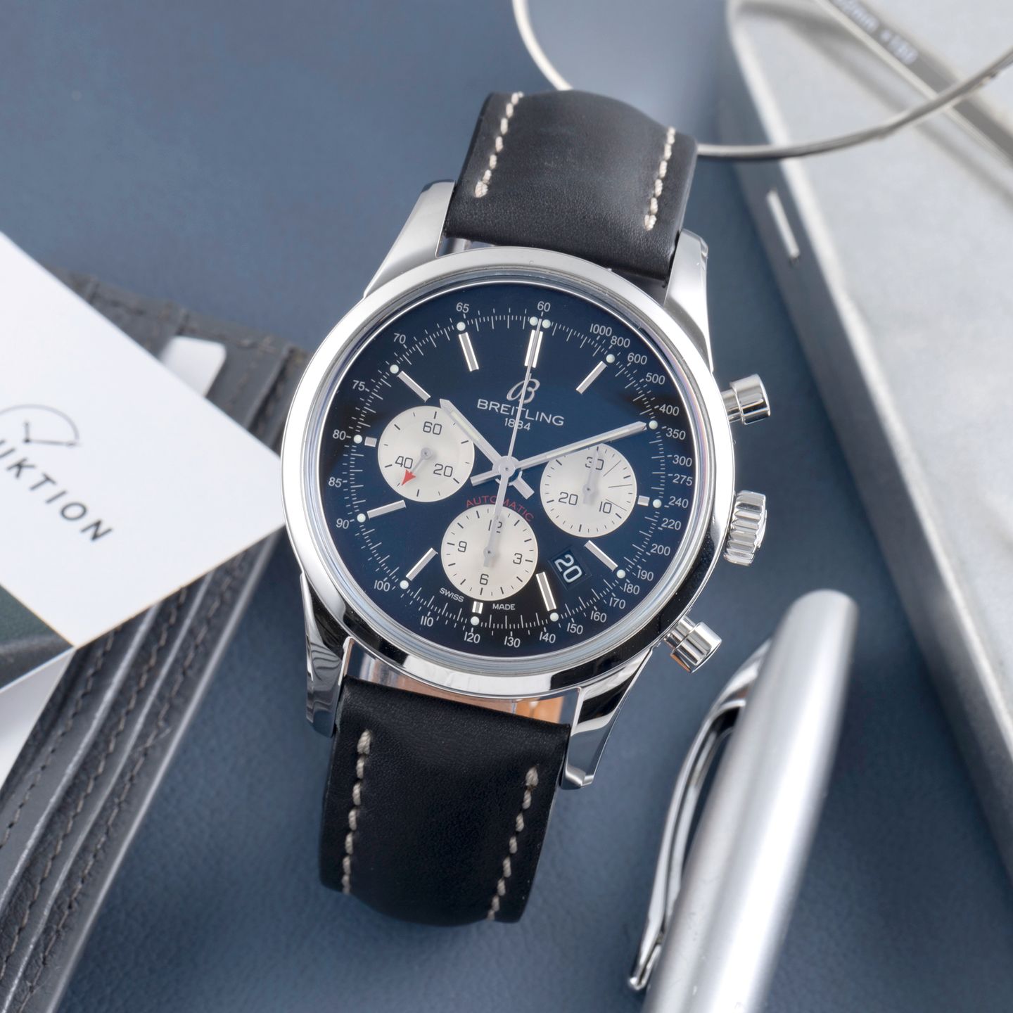 Breitling Transocean Chronograph AB0152 (Onbekend (willekeurig serienummer)) - Zwart wijzerplaat 43mm Staal (1/8)