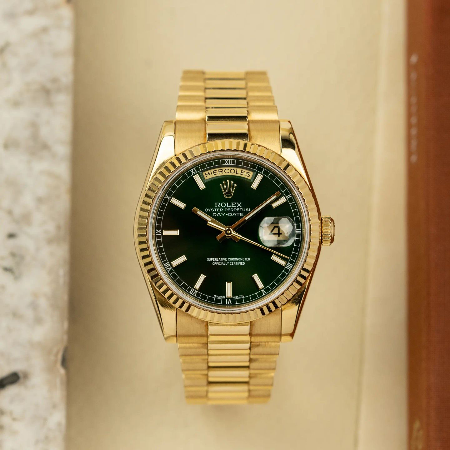 Rolex Day-Date 36 118238 (2002) - Groen wijzerplaat 36mm Geelgoud (1/6)