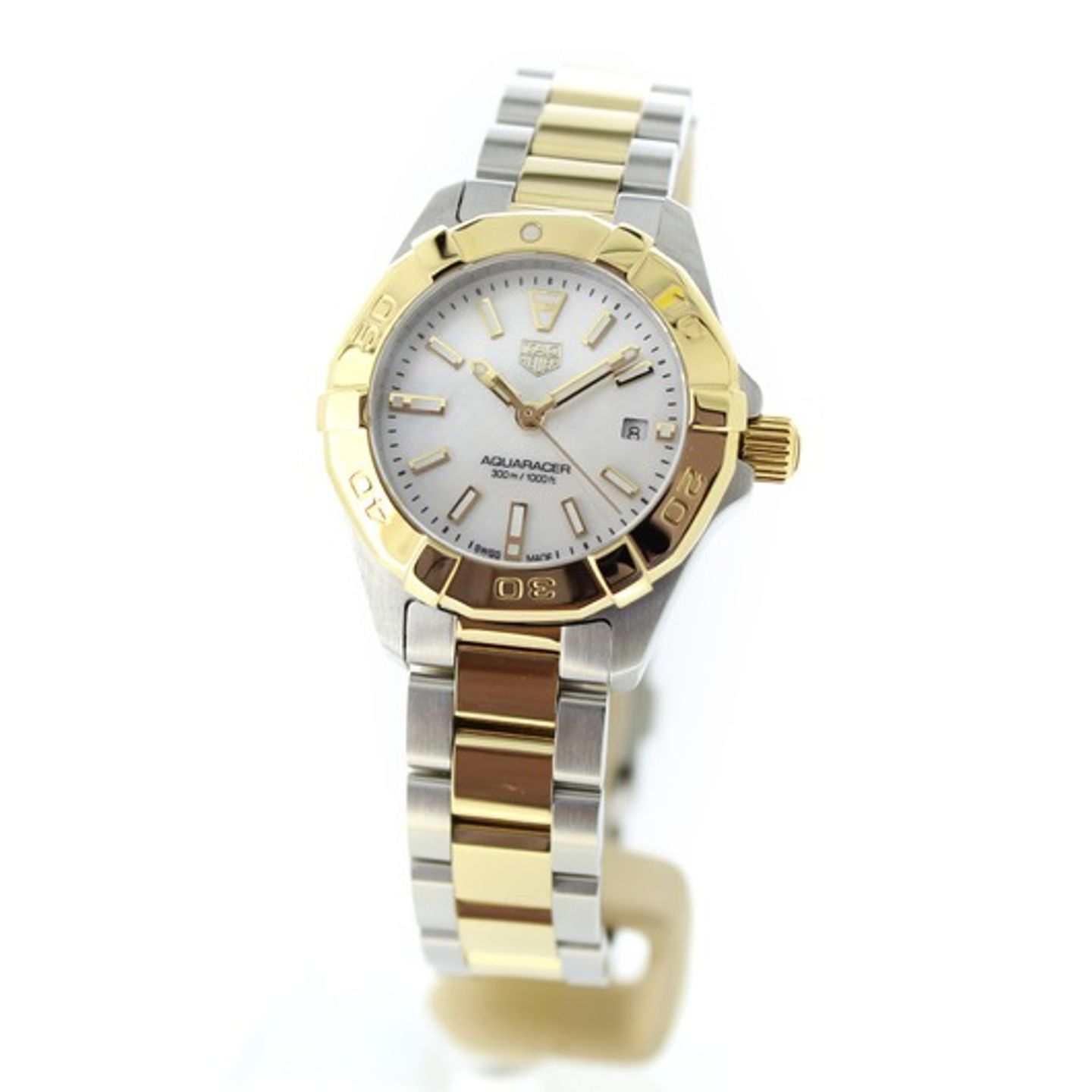 TAG Heuer Aquaracer Lady WBD1420.BB0321 (2023) - Parelmoer wijzerplaat 27mm Goud/Staal (2/6)