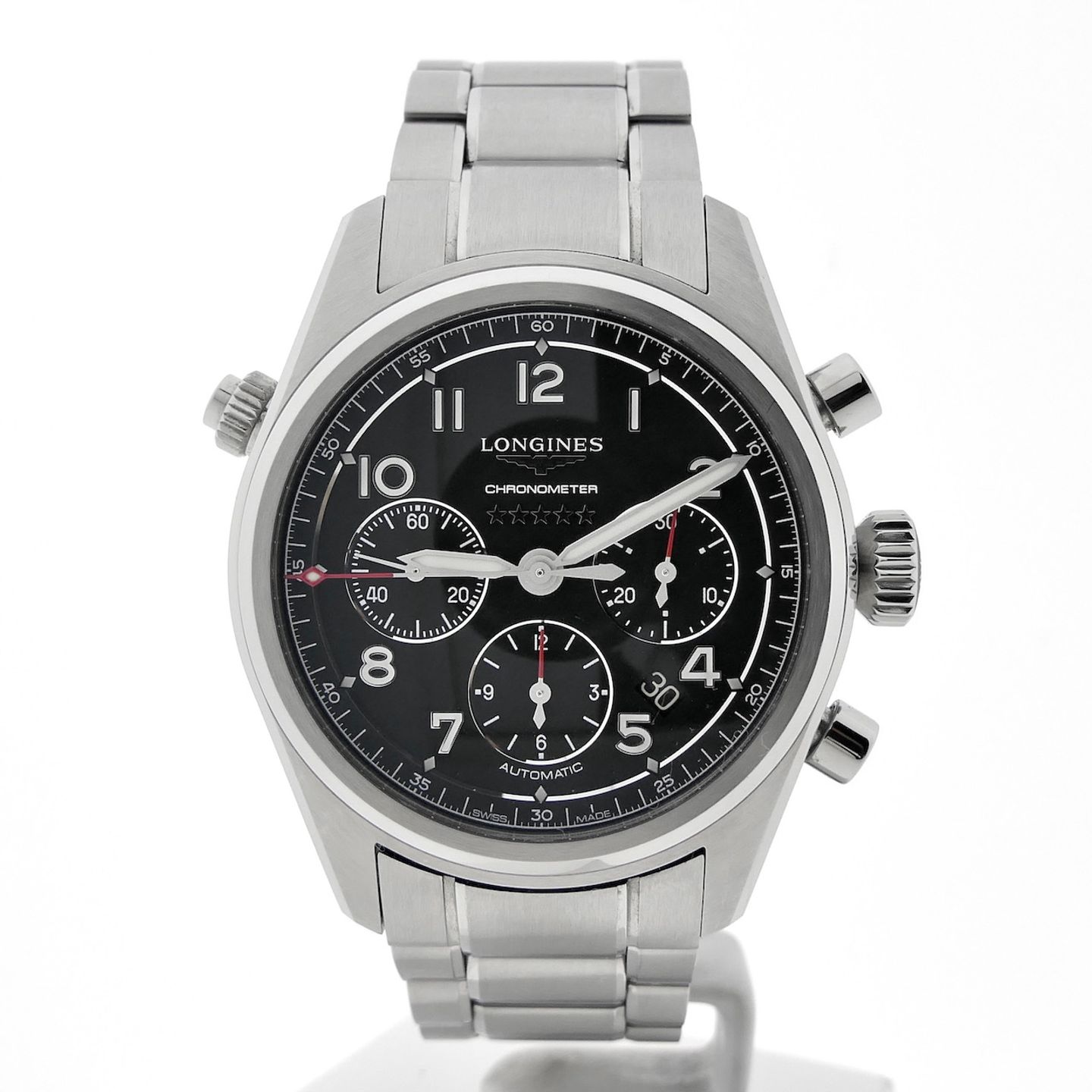 Longines Spirit L3.820.4.53.6 (2022) - Zwart wijzerplaat 42mm Staal (1/8)