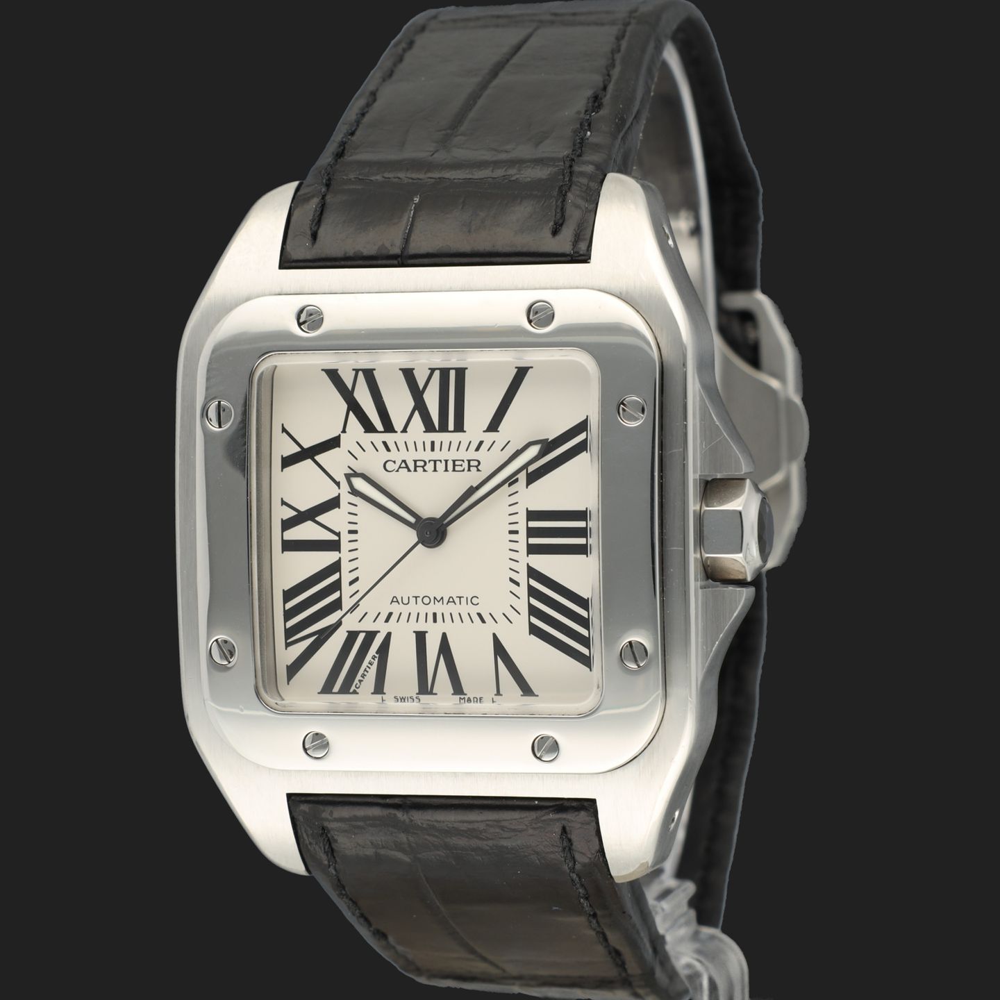 Cartier Santos 100 W20073X8 (2017) - Zilver wijzerplaat 41mm Staal (1/8)