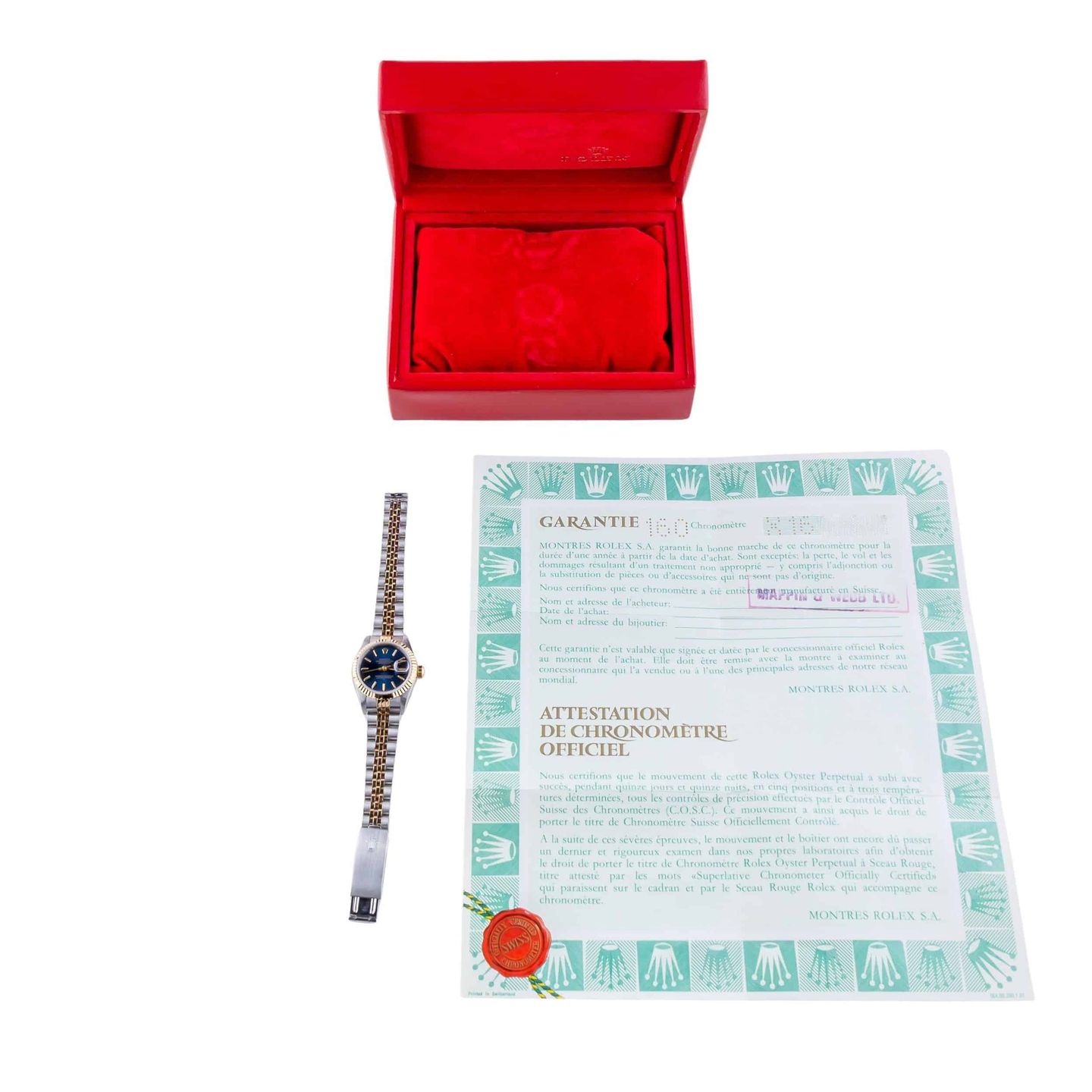 Rolex Lady-Datejust 69173 (1991) - Blue dial 26 mm Gold/Steel case (8/8)