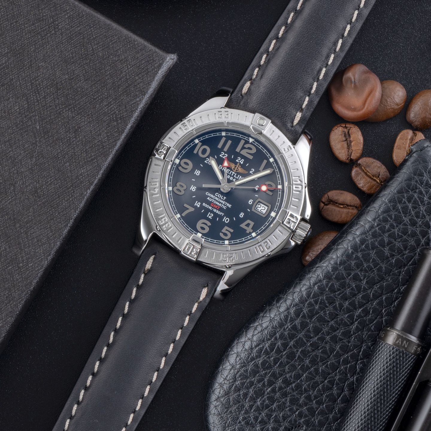 Breitling Colt GMT A32350 (2004) - Black dial 40 mm Steel case (1/8)