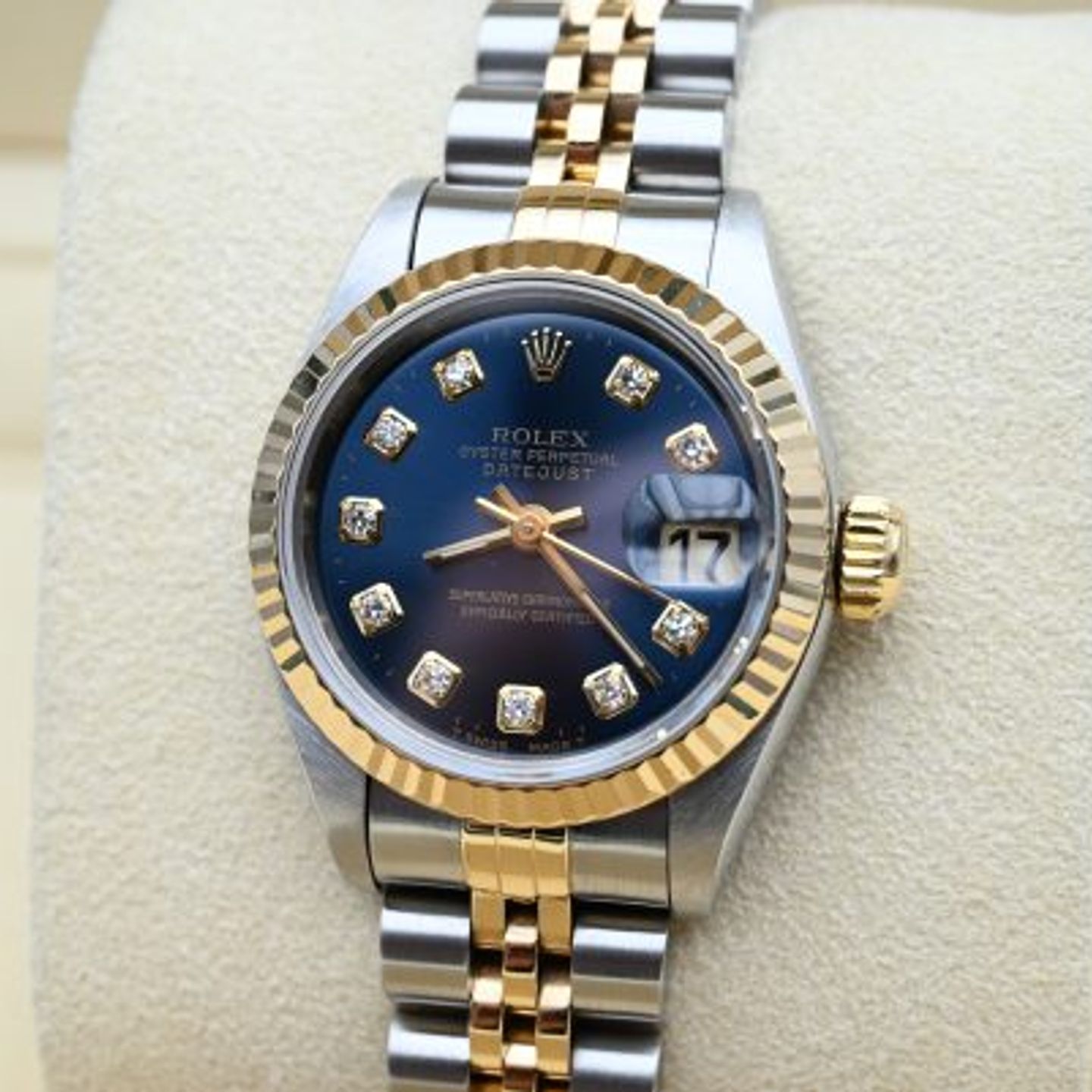 Rolex Lady-Datejust 69173 (1995) - Blue dial 26 mm Gold/Steel case (7/8)