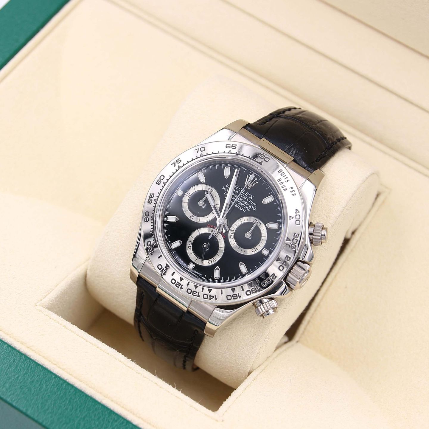 Rolex Daytona 116519 (Unknown (random serial)) - Black dial 40 mm White Gold case (2/6)