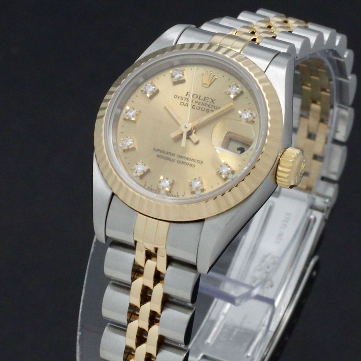 Rolex Lady-Datejust 69173 (1993) - Gold dial 26 mm Gold/Steel case (6/7)