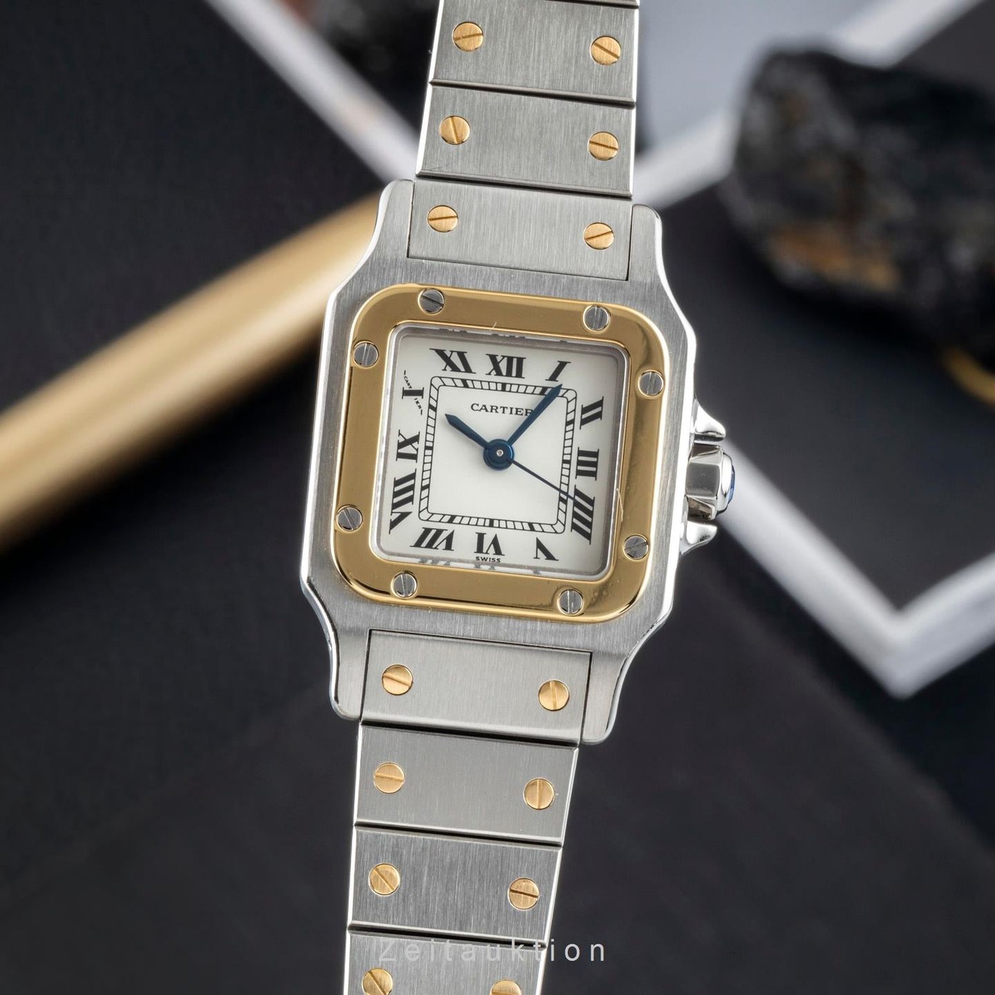 Cartier Santos 82036283 (Unknown (random serial)) - White dial 24 mm Gold/Steel case (1/8)