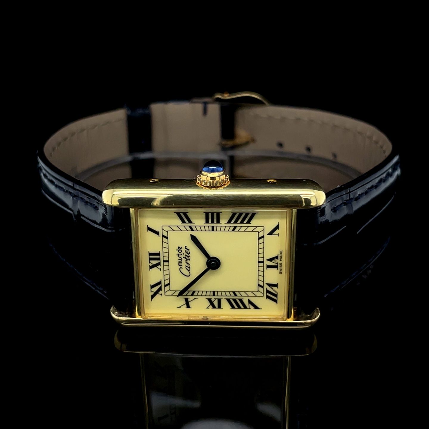 Cartier Tank Vermeil 590005 (Unknown (random serial)) - Yellow dial 23 mm Silver case (7/8)