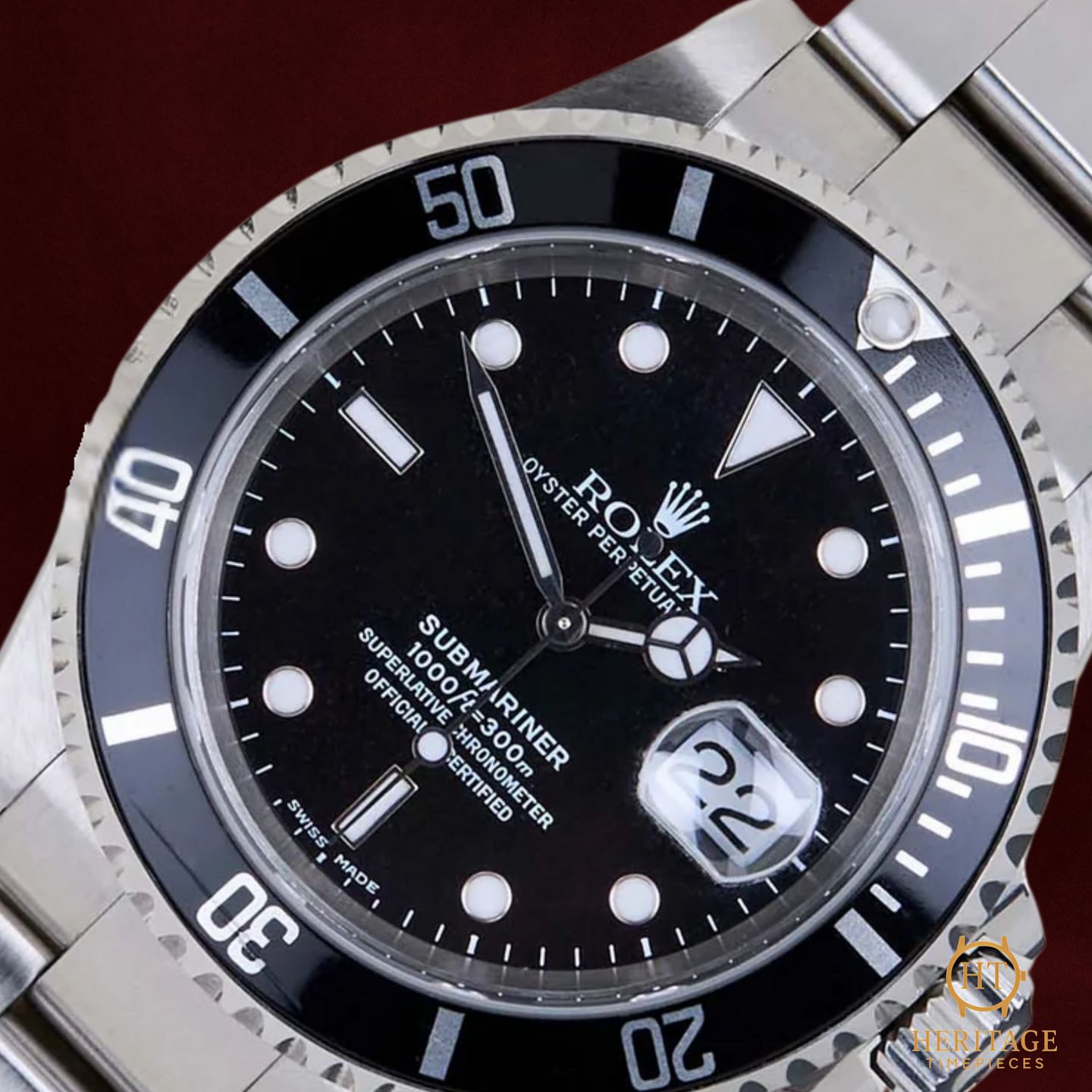 Rolex Submariner Date 16610 (2002) - Zwart wijzerplaat 40mm Staal (3/8)