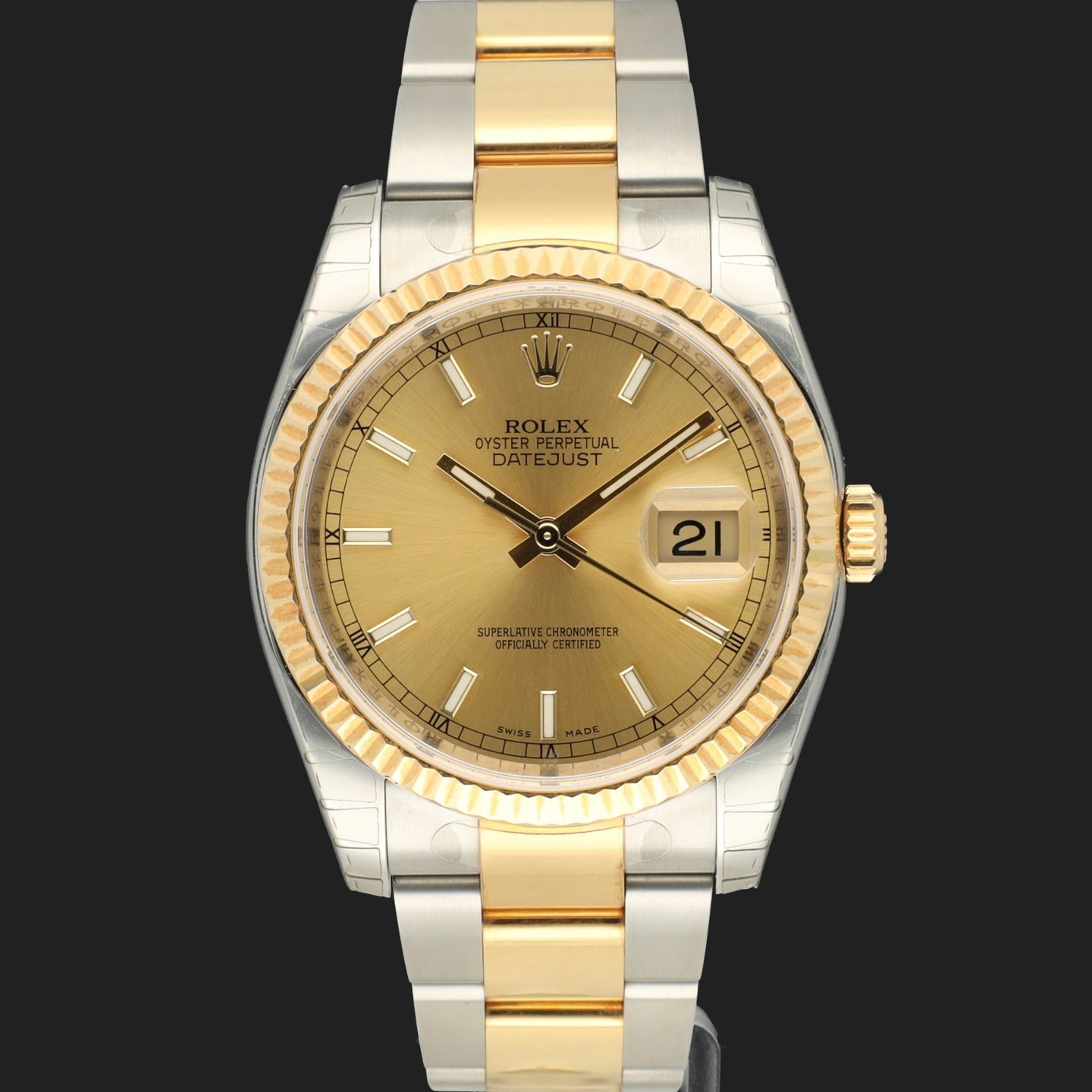 Rolex Datejust 36 116233 (2011) - Champagne dial 36 mm Gold/Steel case (2/8)