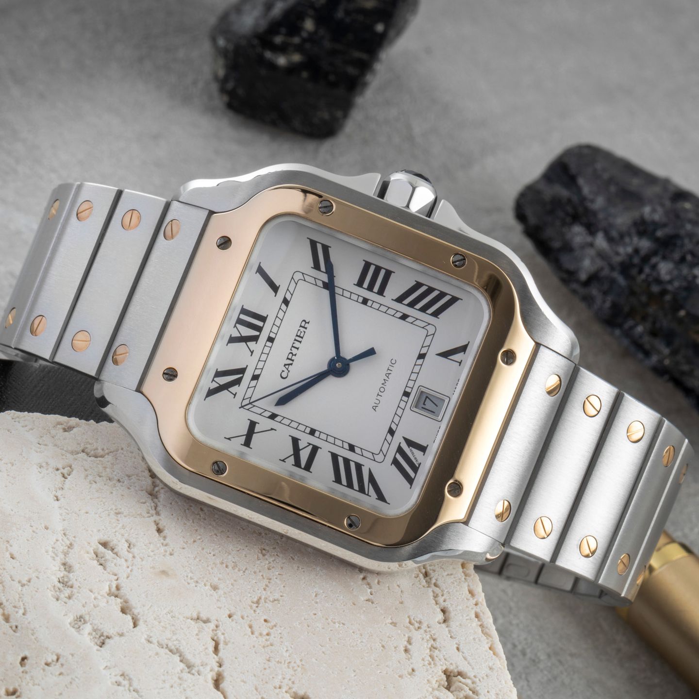 Cartier Santos W2SA0009 (Onbekend (willekeurig serienummer)) - Zilver wijzerplaat 40mm Staal (2/8)