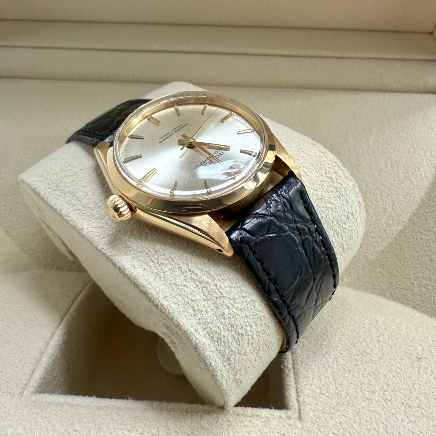 Rolex Oyster Perpetual 1002 (1966) - Silver dial 34 mm Yellow Gold case (9/14)