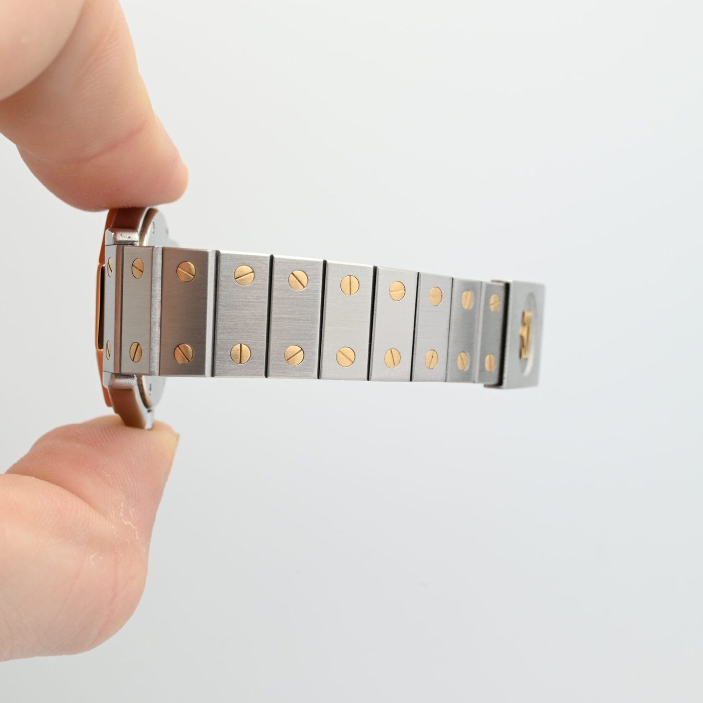 Cartier Santos 187902 (Unknown (random serial)) - Beige dial 30 mm Gold/Steel case (8/8)