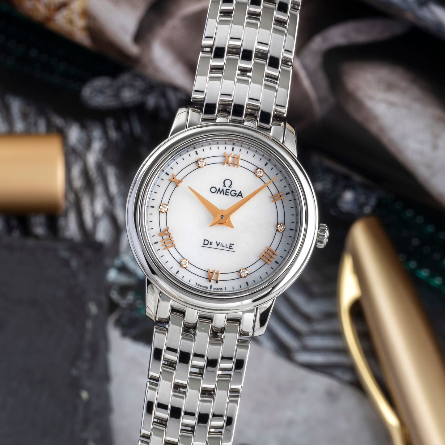 Omega De Ville Prestige 424.10.27.60.55.001 (2019) - Parelmoer wijzerplaat 27mm Staal (3/8)