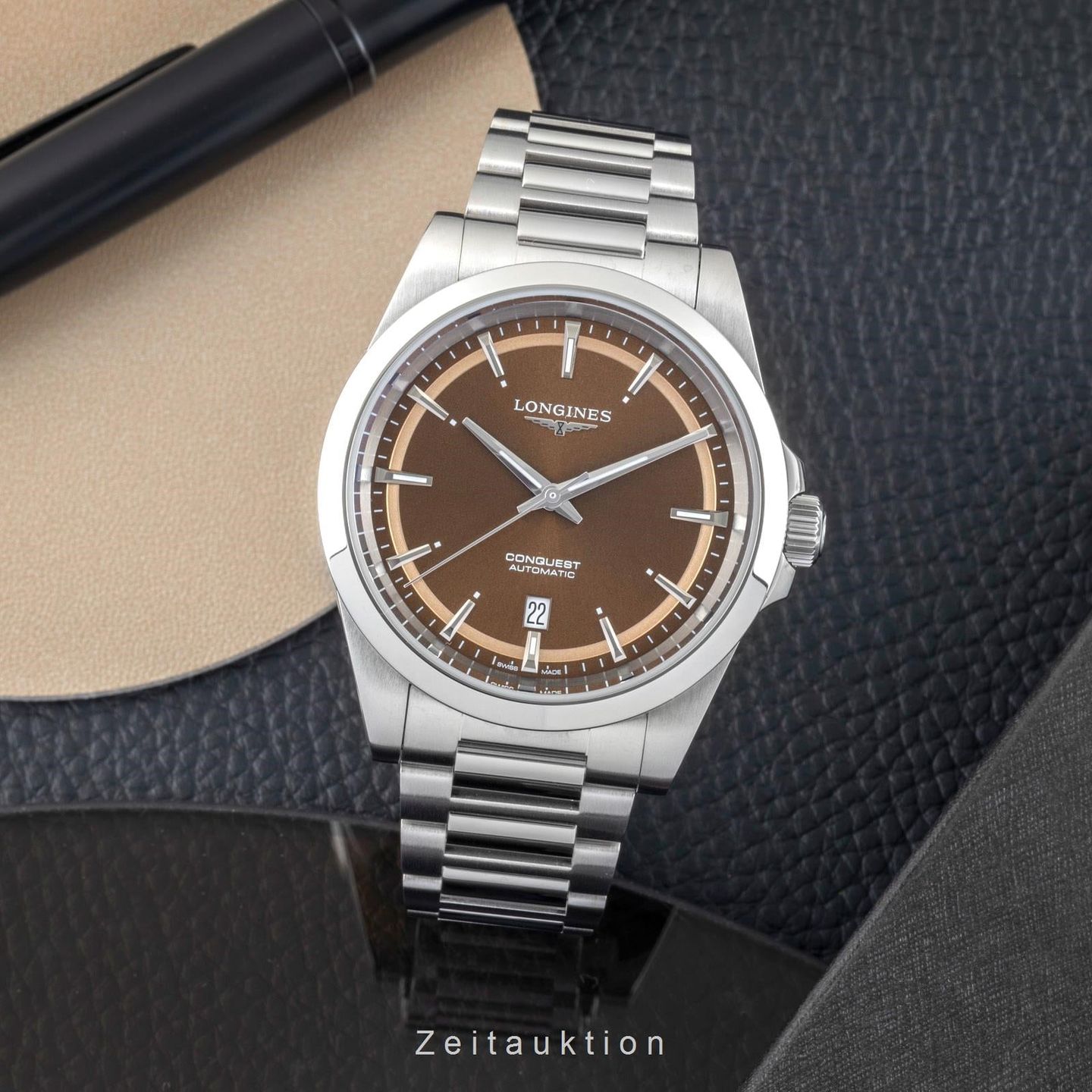 Longines Conquest L3.830.4.62.6 (Onbekend (willekeurig serienummer)) - Bruin wijzerplaat 41mm Staal (3/8)