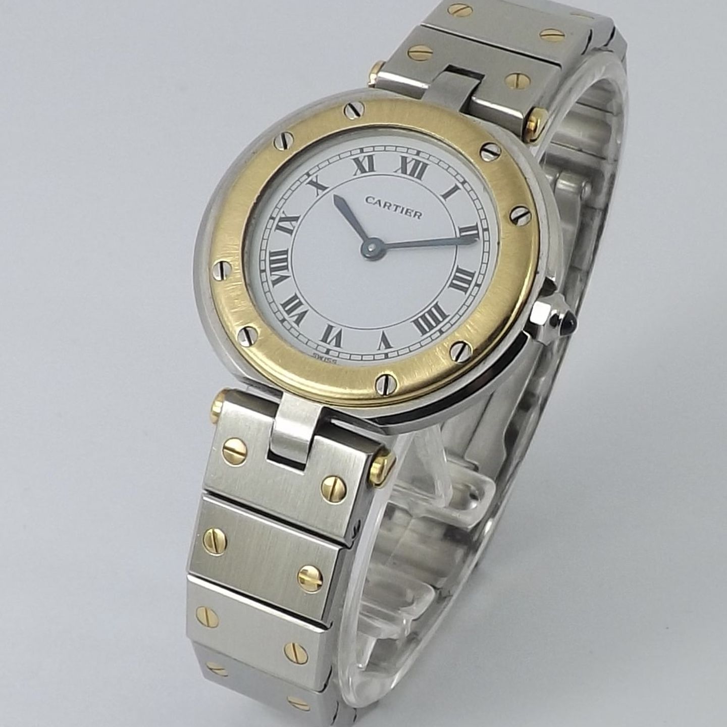 Cartier Santos 8191 (2000) - Silver dial 27 mm Gold/Steel case (1/8)