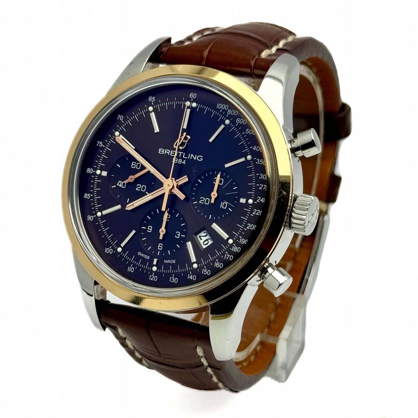 Breitling Transocean Chronograph UB015212/Q594 (2015) - Bruin wijzerplaat 44mm Goud/Staal (1/10)