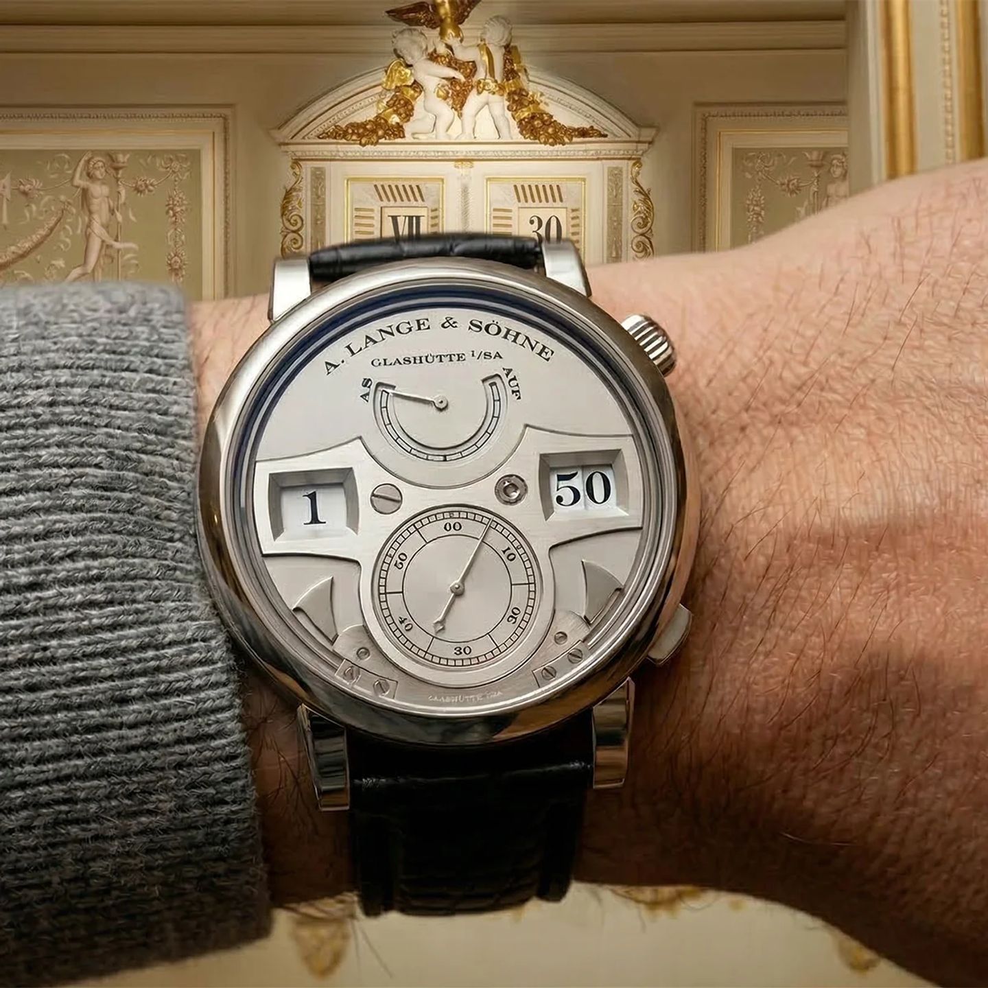 A. Lange & Söhne Zeitwerk 145.025 (2012) - Silver dial 44 mm Platinum case (2/8)