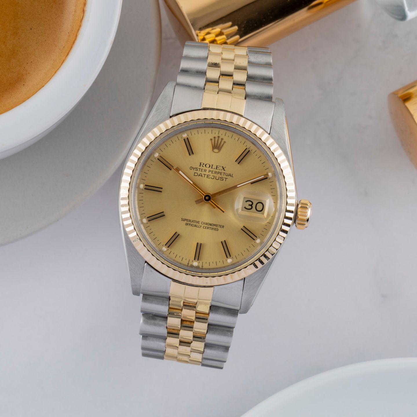 Rolex Datejust 36 16013 (1981) - Champagne dial 36 mm Gold/Steel case (1/8)