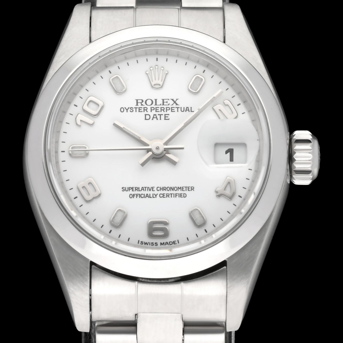Rolex Oyster Perpetual Lady Date 79160 (2002) - 26mm Staal (1/7)