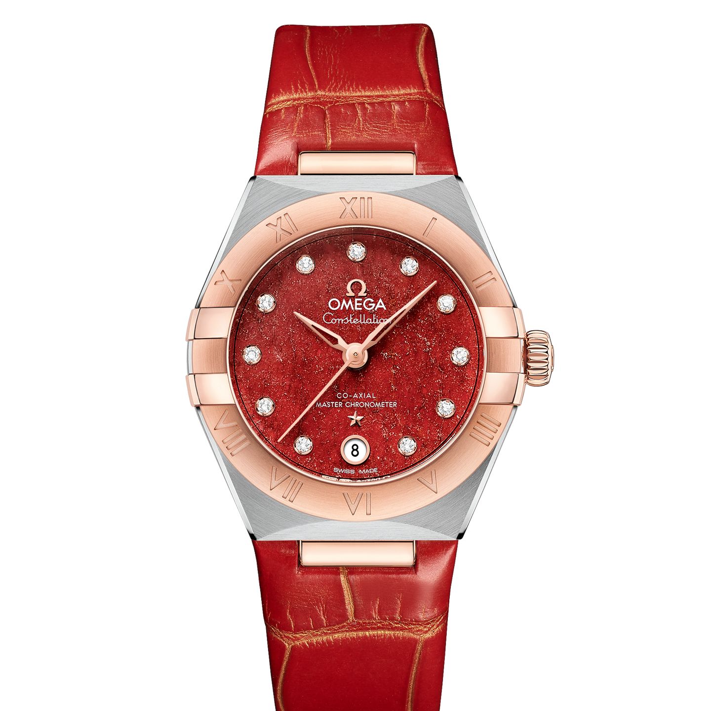 Omega Constellation 131.23.29.20.99.002 (2024) - Rood wijzerplaat 29mm Staal (1/8)