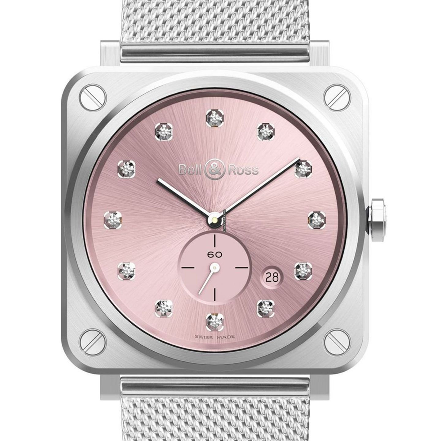 Bell & Ross BR S BRS-PK-ST-LGD/SST (2024) - Roze wijzerplaat 40mm Staal (1/3)