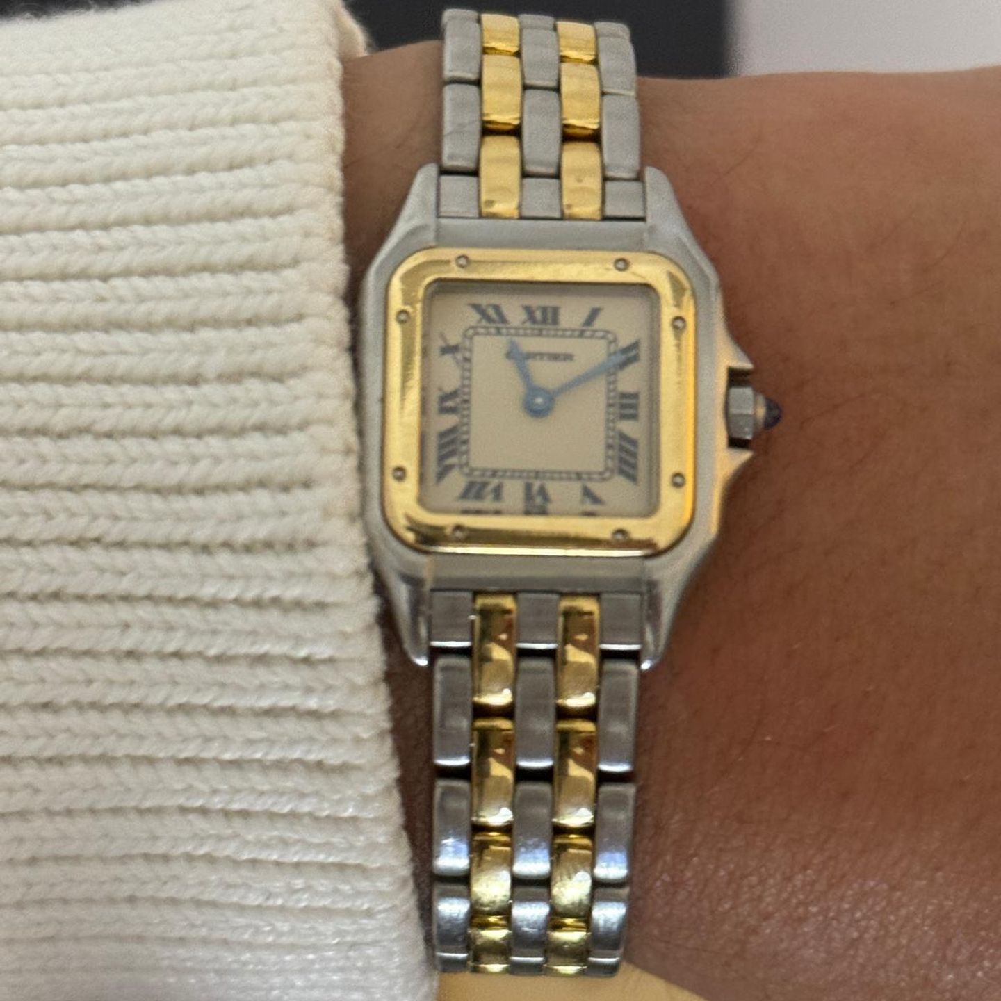 Cartier Panthère 1057917 (1991) - Champagne dial 24 mm Gold/Steel case (6/7)