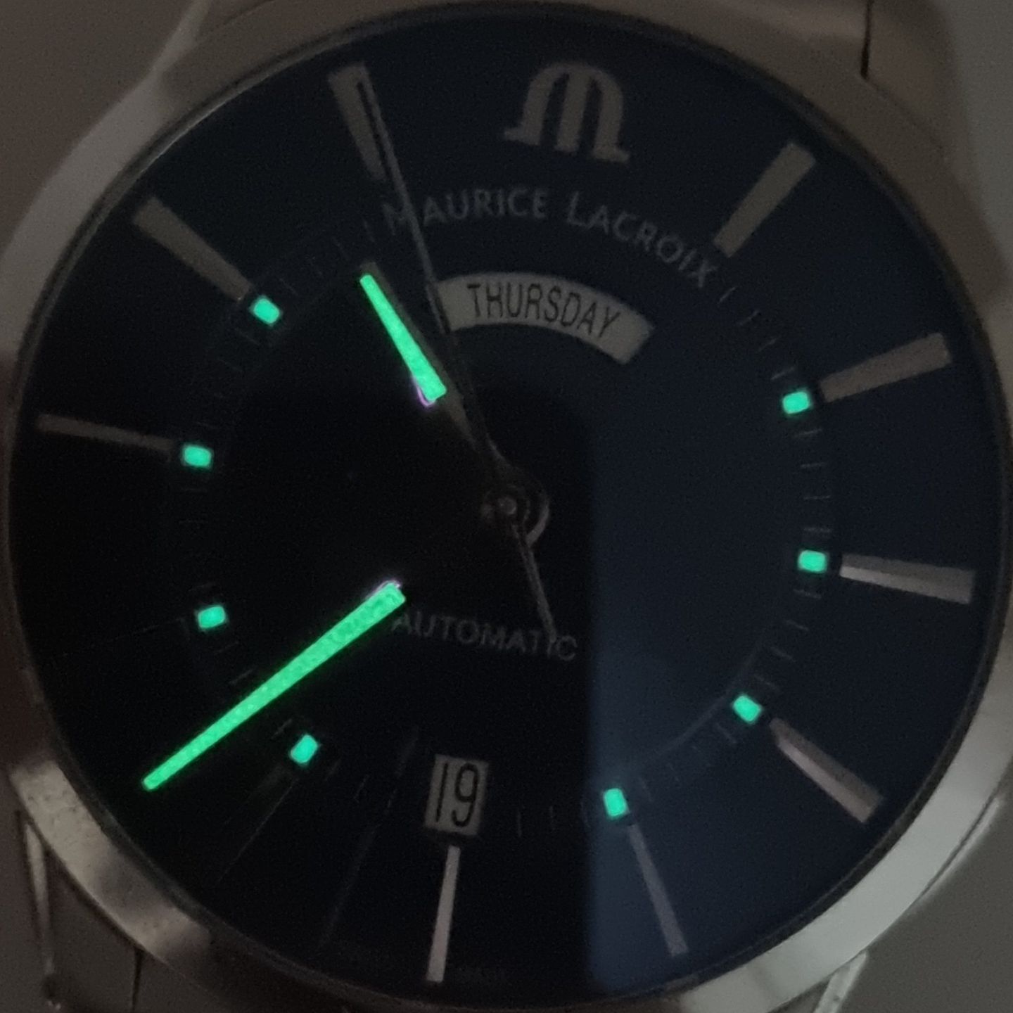 Maurice Lacroix Pontos Day Date PT6358-SS002-430-1 (Unknown (random serial)) - Blue dial 41 mm Steel case (4/8)