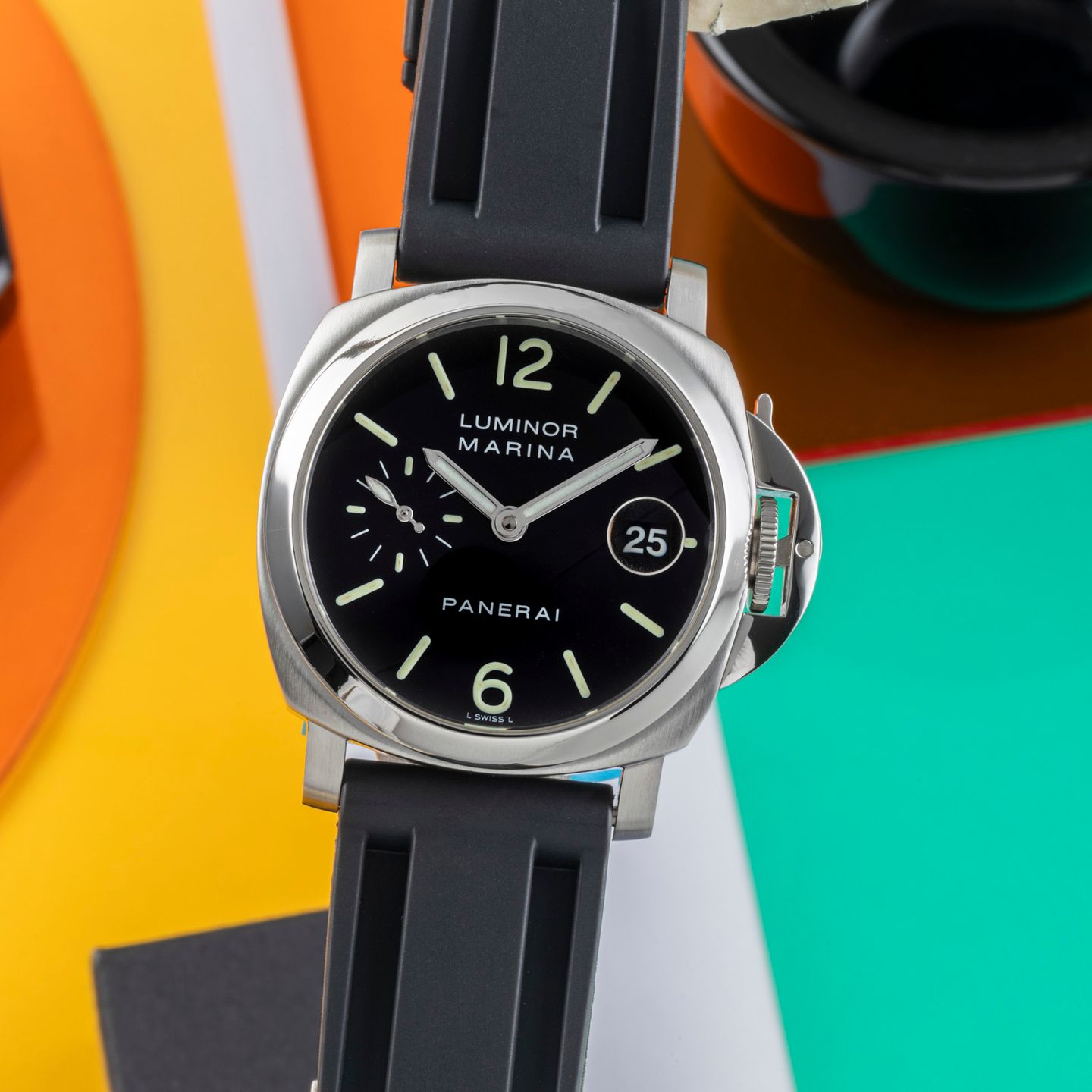 Panerai Luminor Marina Automatic PAM00050 (2001) - Zwart wijzerplaat 40mm Staal (3/8)