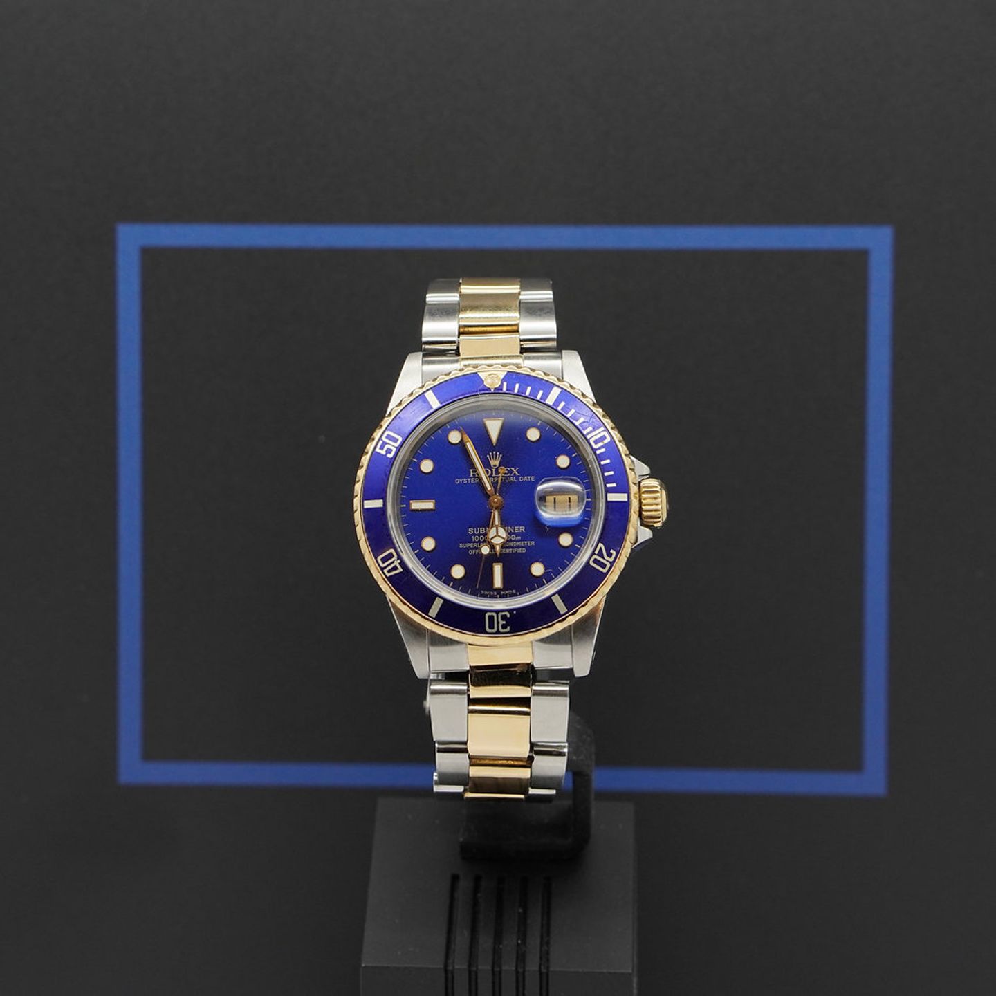 Rolex Submariner Date 16803 (1995) - Blauw wijzerplaat 40mm Goud/Staal (1/7)